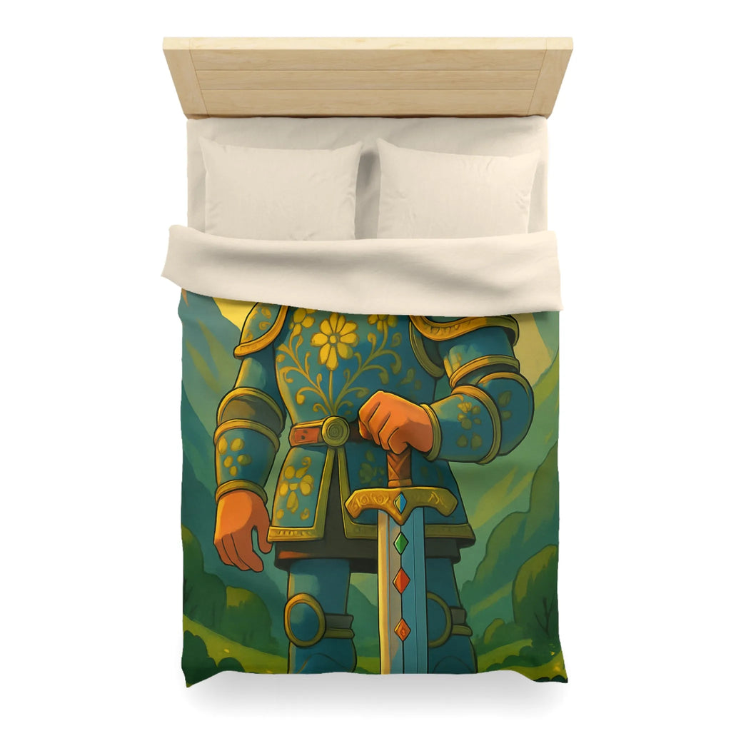 Housse de Couette avec Chevalier Illustré dans Paysage Montagneux Écossais pour Chambre Enfant