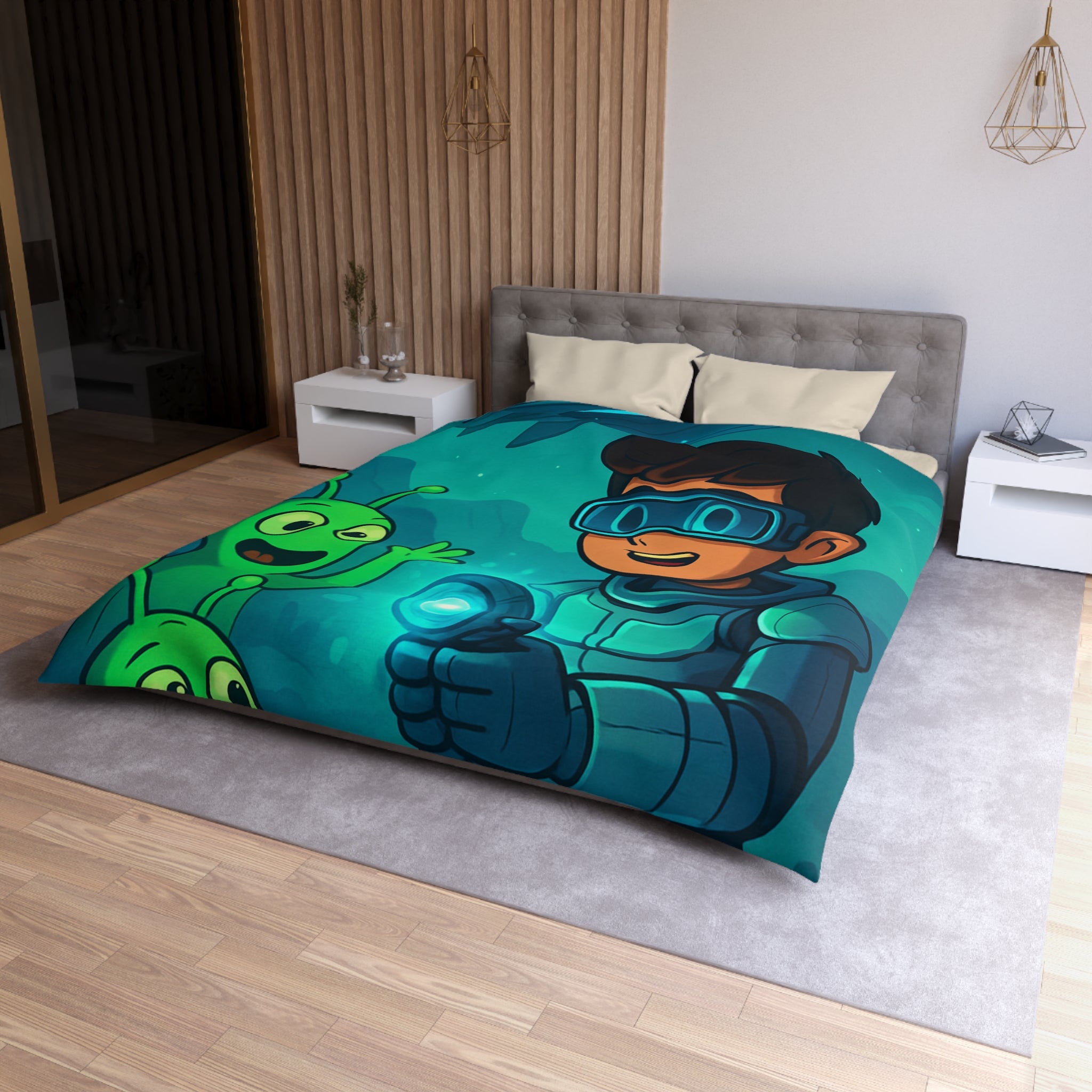 Housse de Couette Microfibre Design Artistique Moderne Décoration Chambre Confort Premium