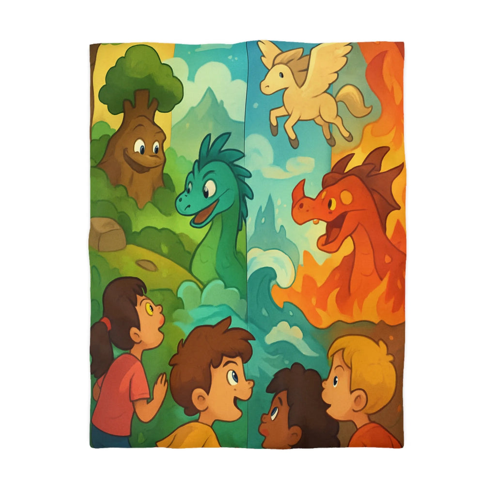 Housse de Couette Enfant Dragon Pegasus Forêt Féerie Animé Décor Magique Nature