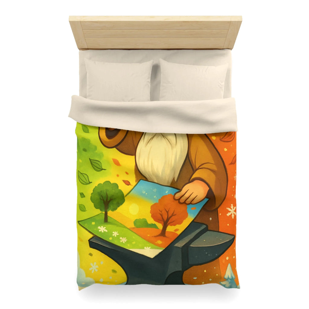 Housse de Couette Artistique aux Couleurs des Quatre Saisons avec Forge Mystique