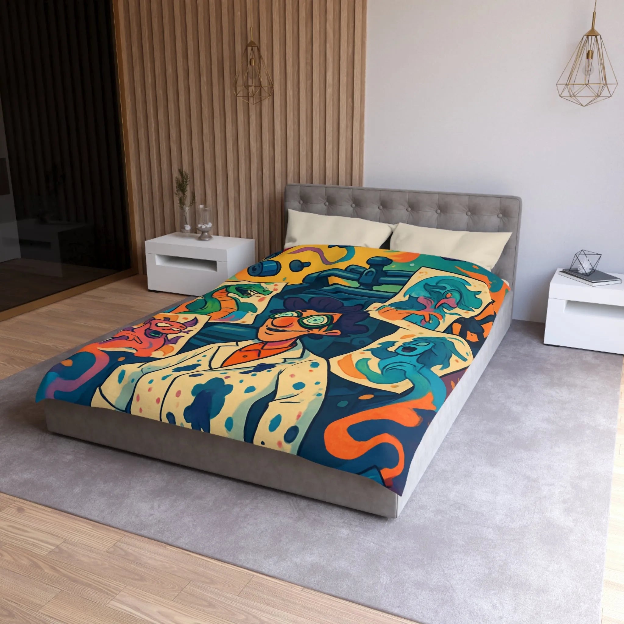 Housse de Couette Colorée avec Illustrations Fantastiques et Design Artistique Vibrant pour Enfants