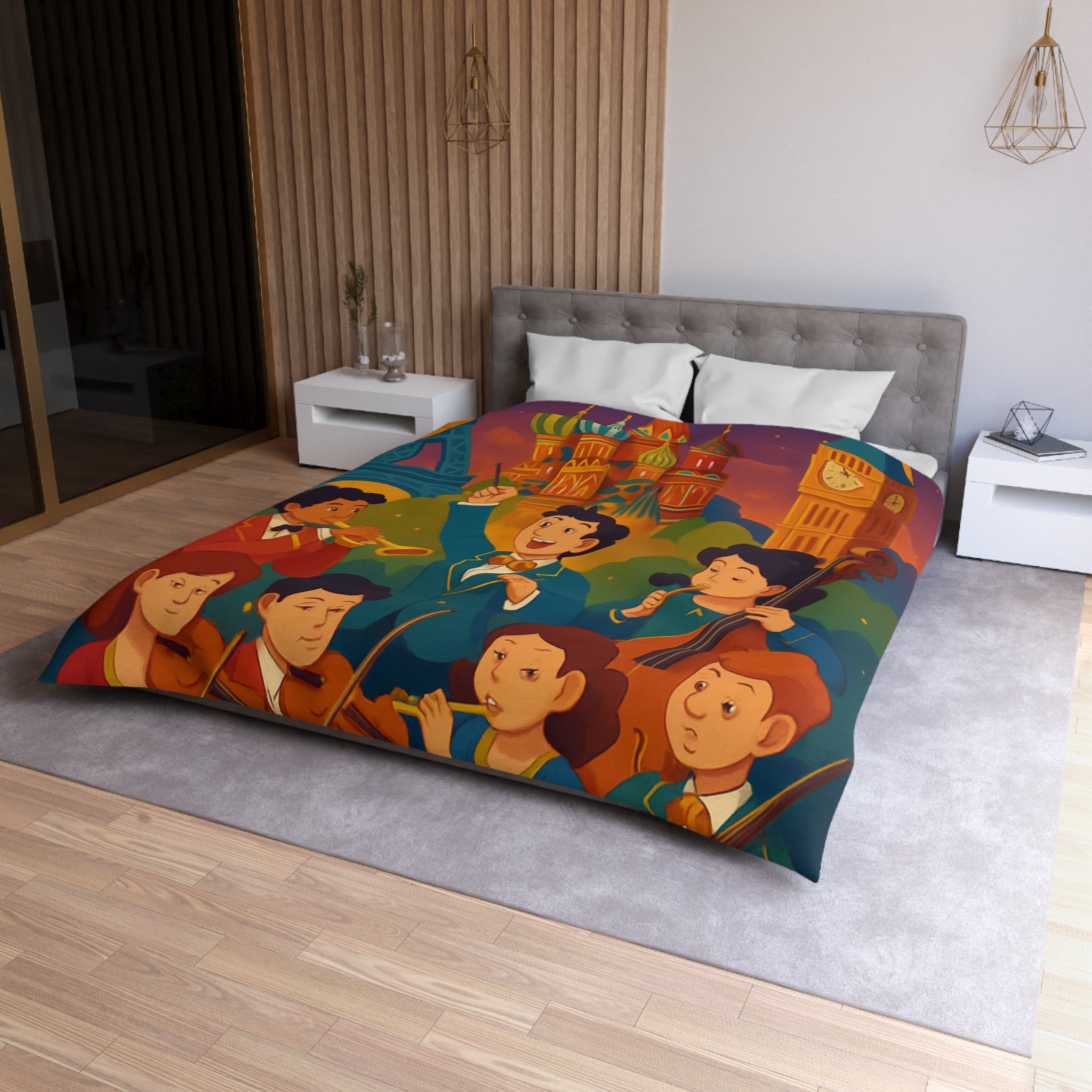 Housse de Couette Microfibre Motif Créatif Original Style Contemporain Chambre Élégante