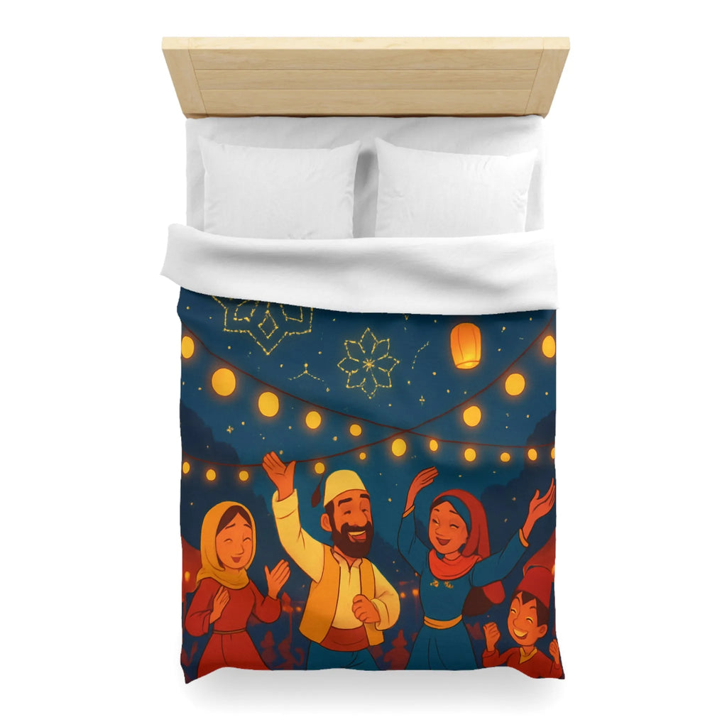 Housse de Couette Avec Scène Festive Nocturne et Lanternes Flottantes Pour Décoration Chambre