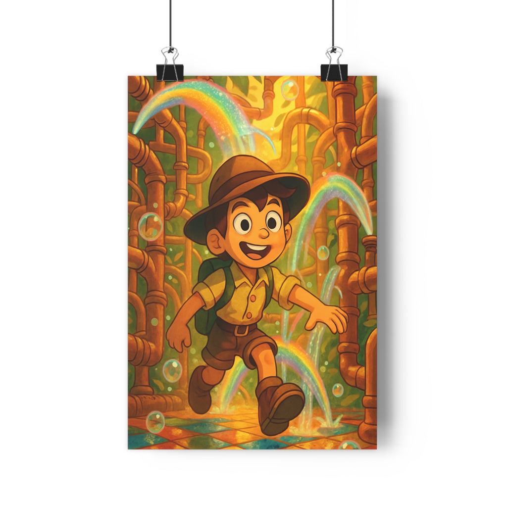 Poster décoratif joyeux cartoon steampunk cuivre coloré magique aventure salon chambre enfant fantastique qualité