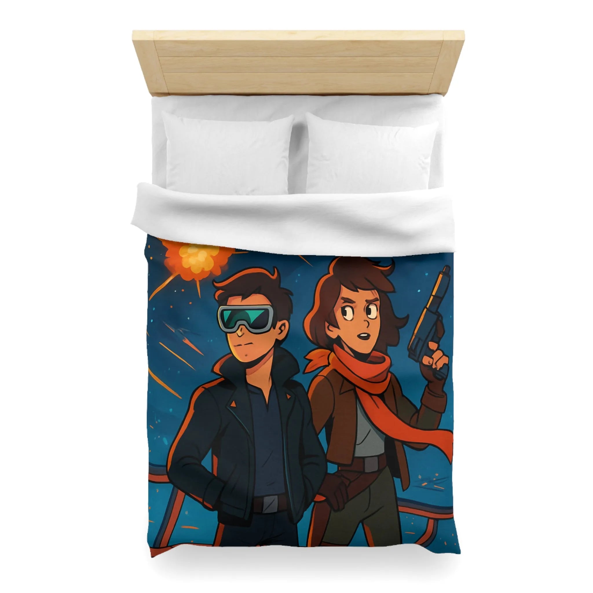 Housse de couette aventure galactique avec pilotes intrépides et bataille spatiale épique