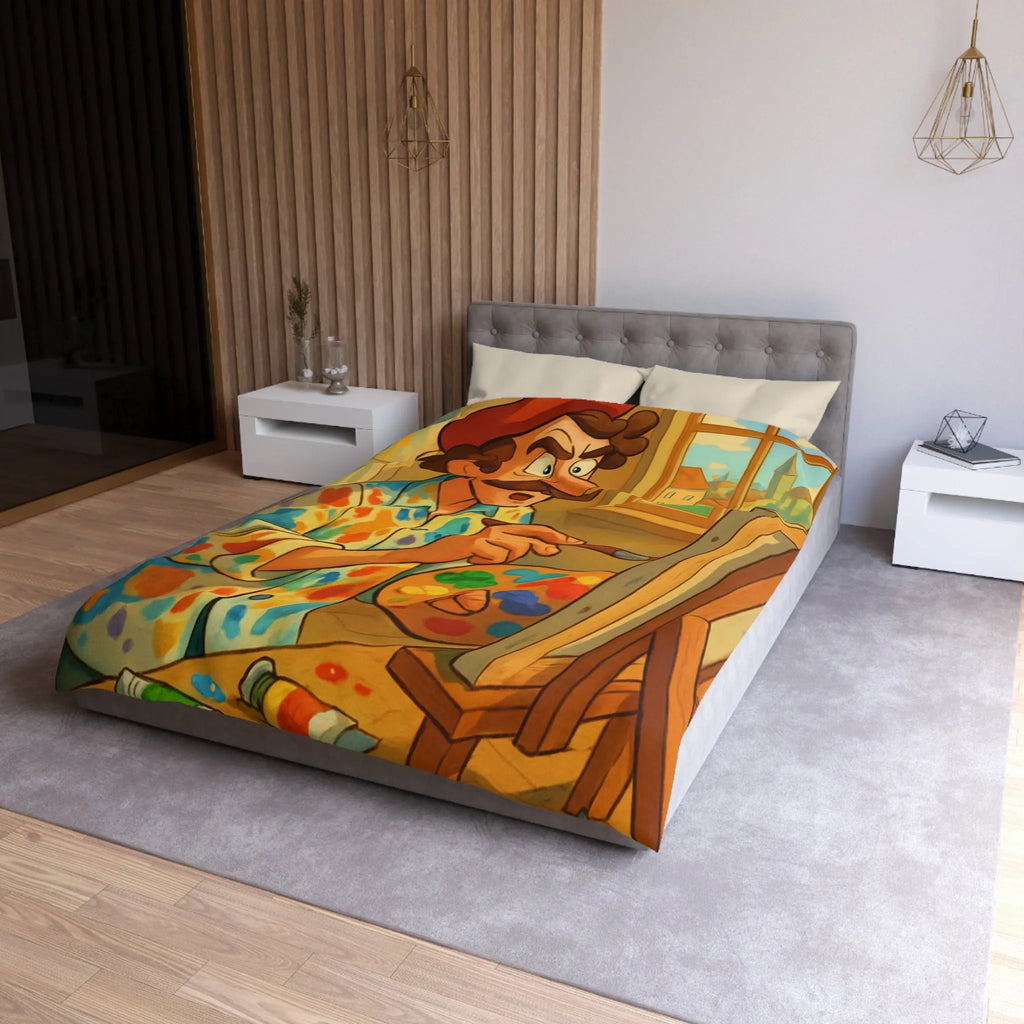 Housse De Couette Artiste Peintre Avec Palette Couleurs Pour Passionnés De Peinture Moderne