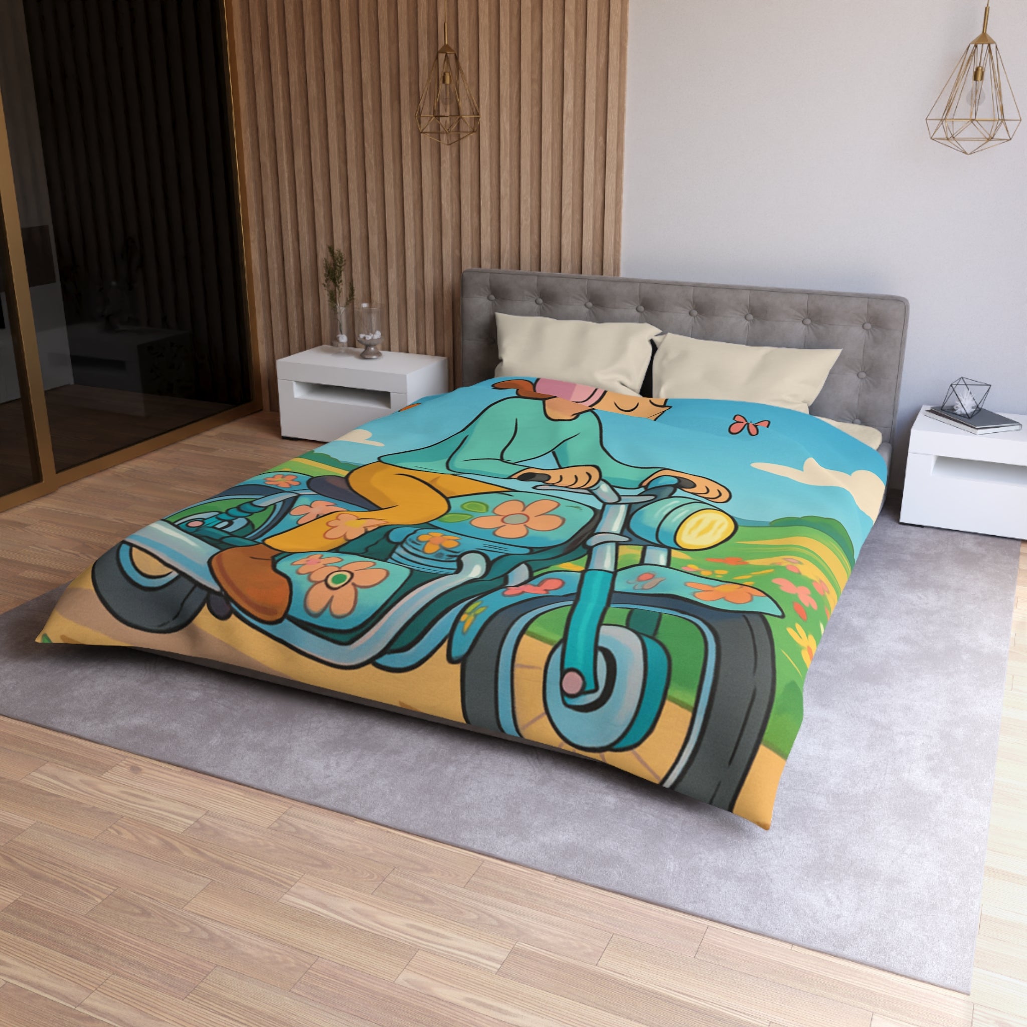 Housse de Couette Microfibre Design Artistique Moderne Décoration Chambre Confort Premium