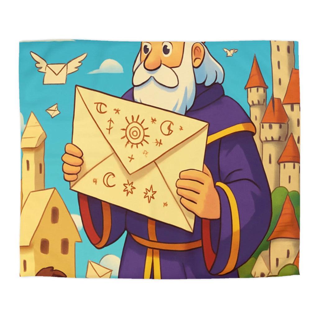 Housse de couette joyeuse avec roi médiéval et château féerique pour enfants