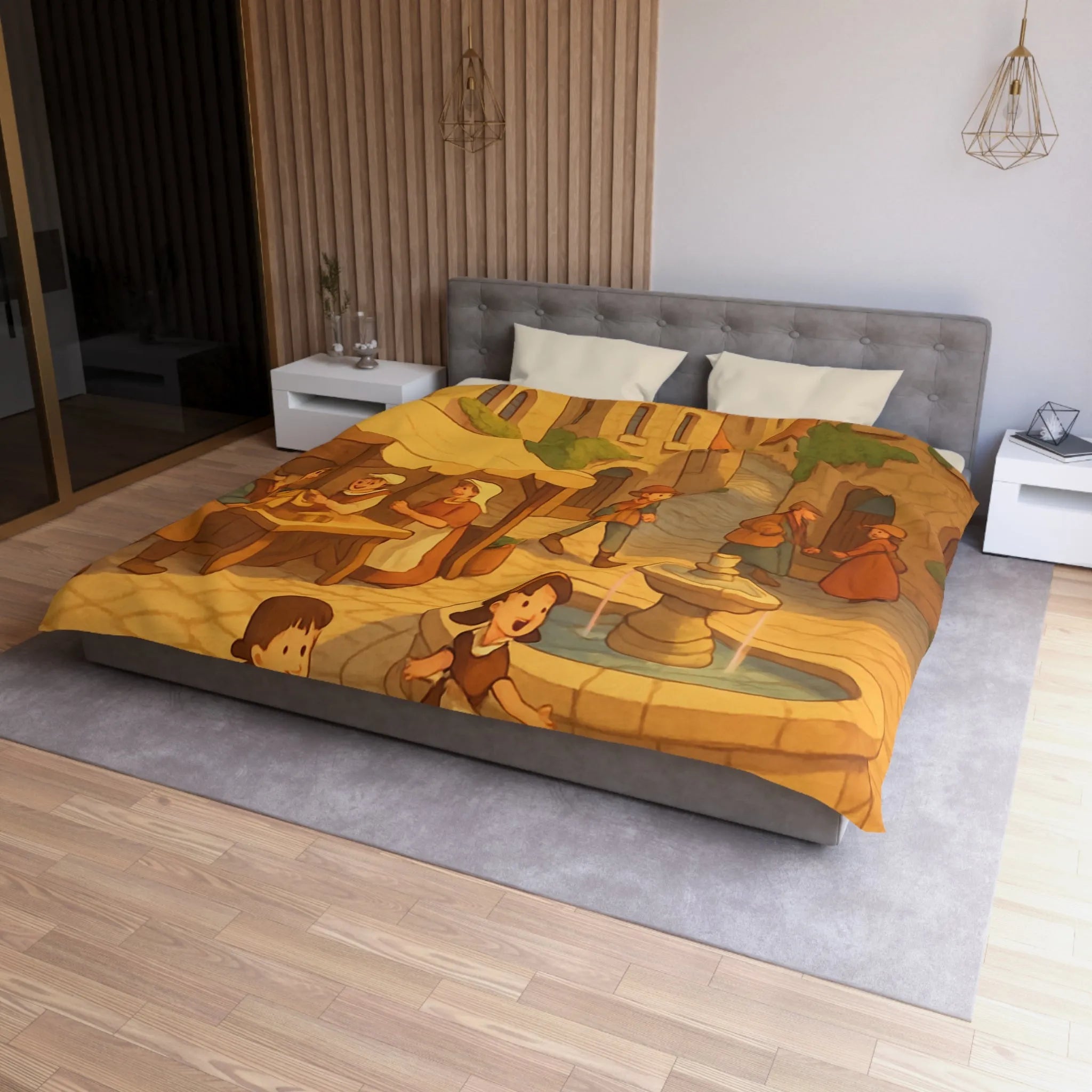 Housse de Couette Microfibre Art Graphique Contemporain Style Décoratif Chambre Tendance