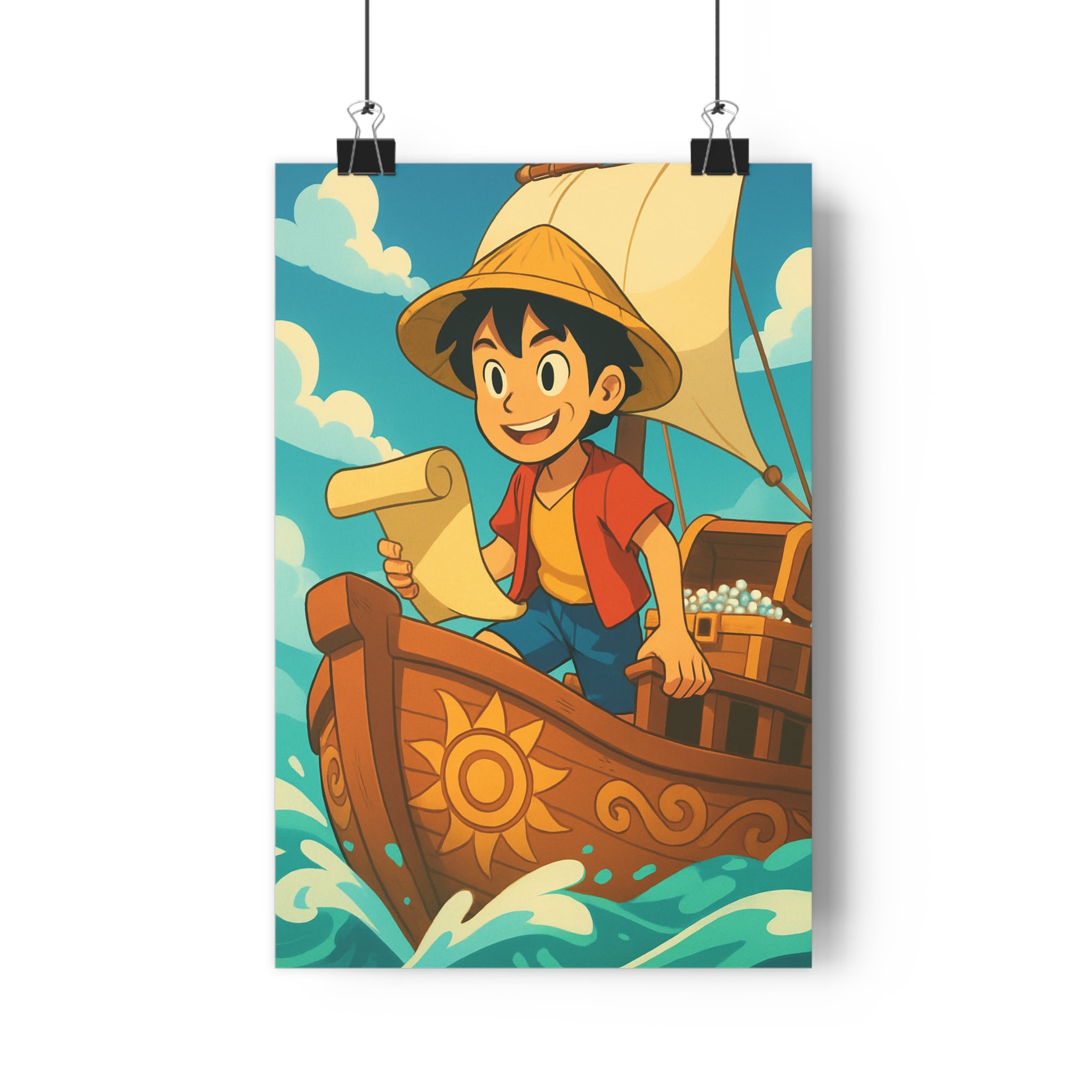 Poster décoratif aventure bleu vibrant dynamique chambre enfant exploration nautique captivant style joyeux 30x46