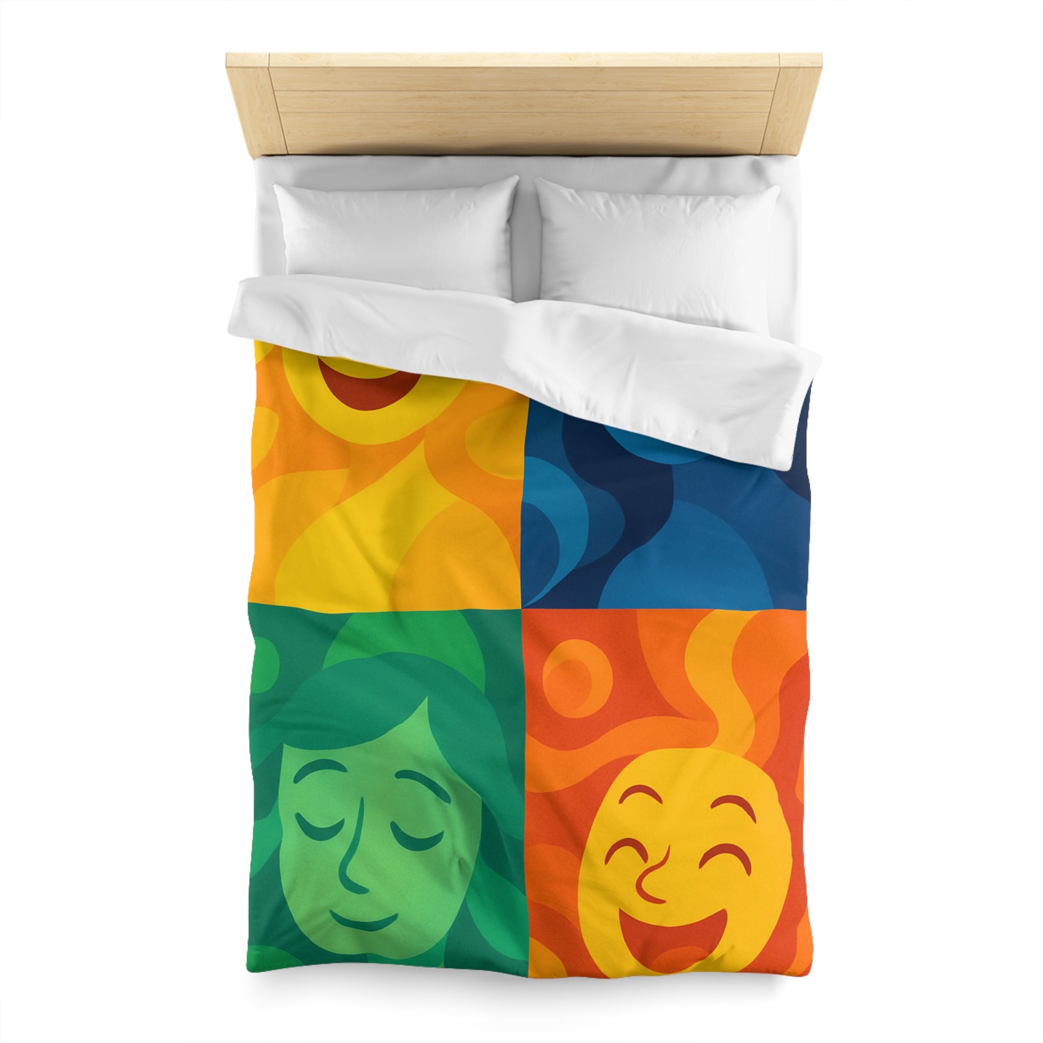 Housse de Couette Microfibre Motif Créatif Original Style Contemporain Chambre Élégante