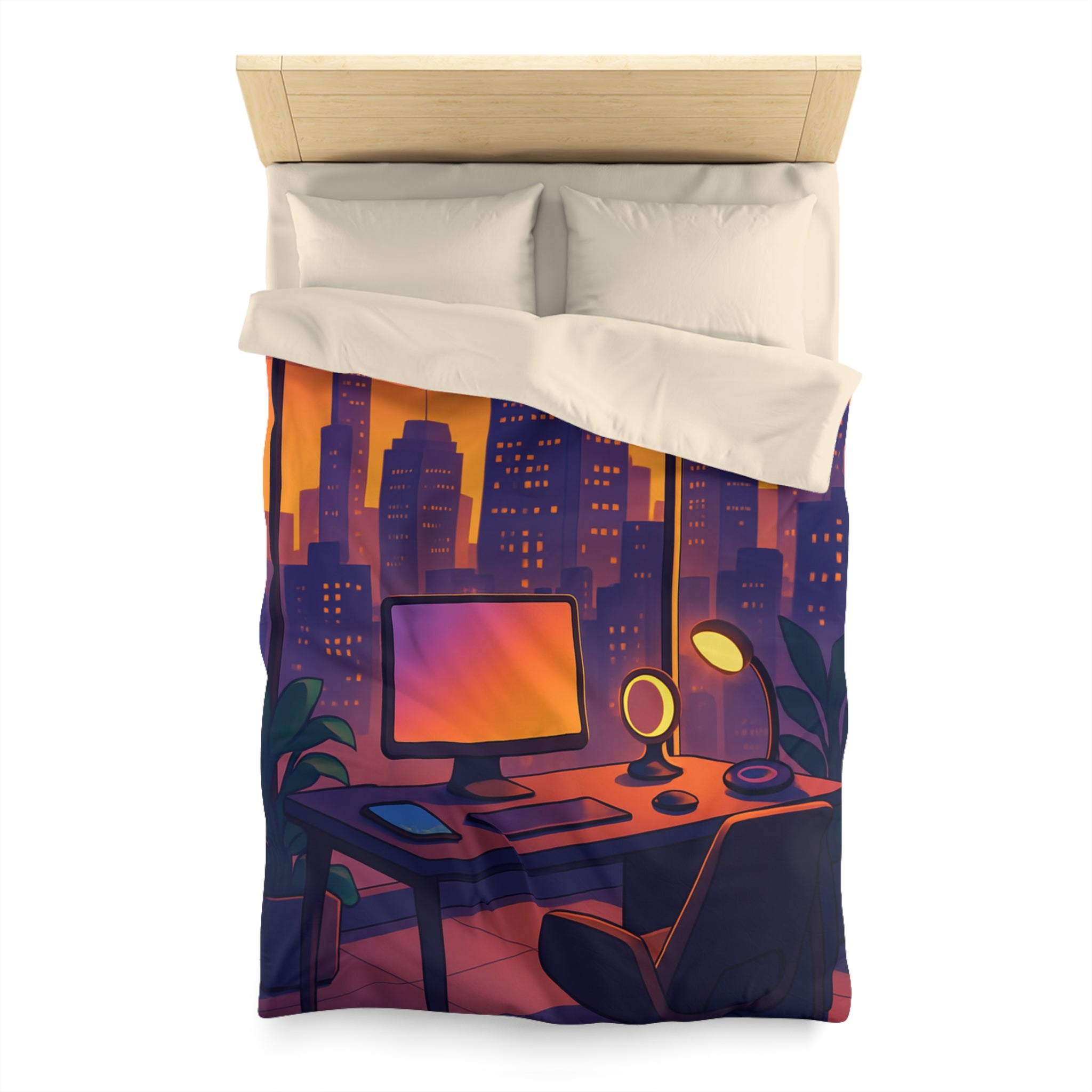 Housse de Couette Microfibre Design Artistique Moderne Décoration Chambre Confort Premium