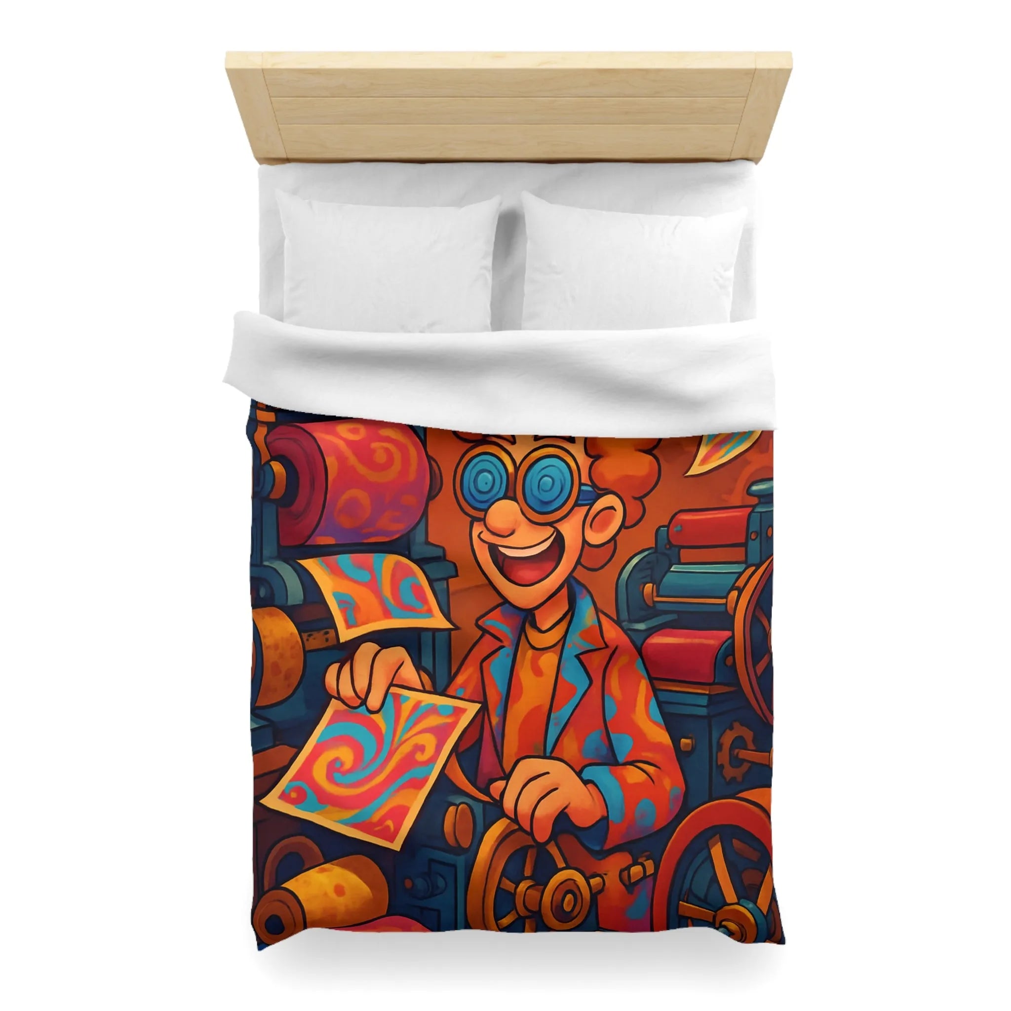 Housse de Couette Artistique avec Motifs Tourbillonnants et Couleurs Vives Pour Ambiance Ludique