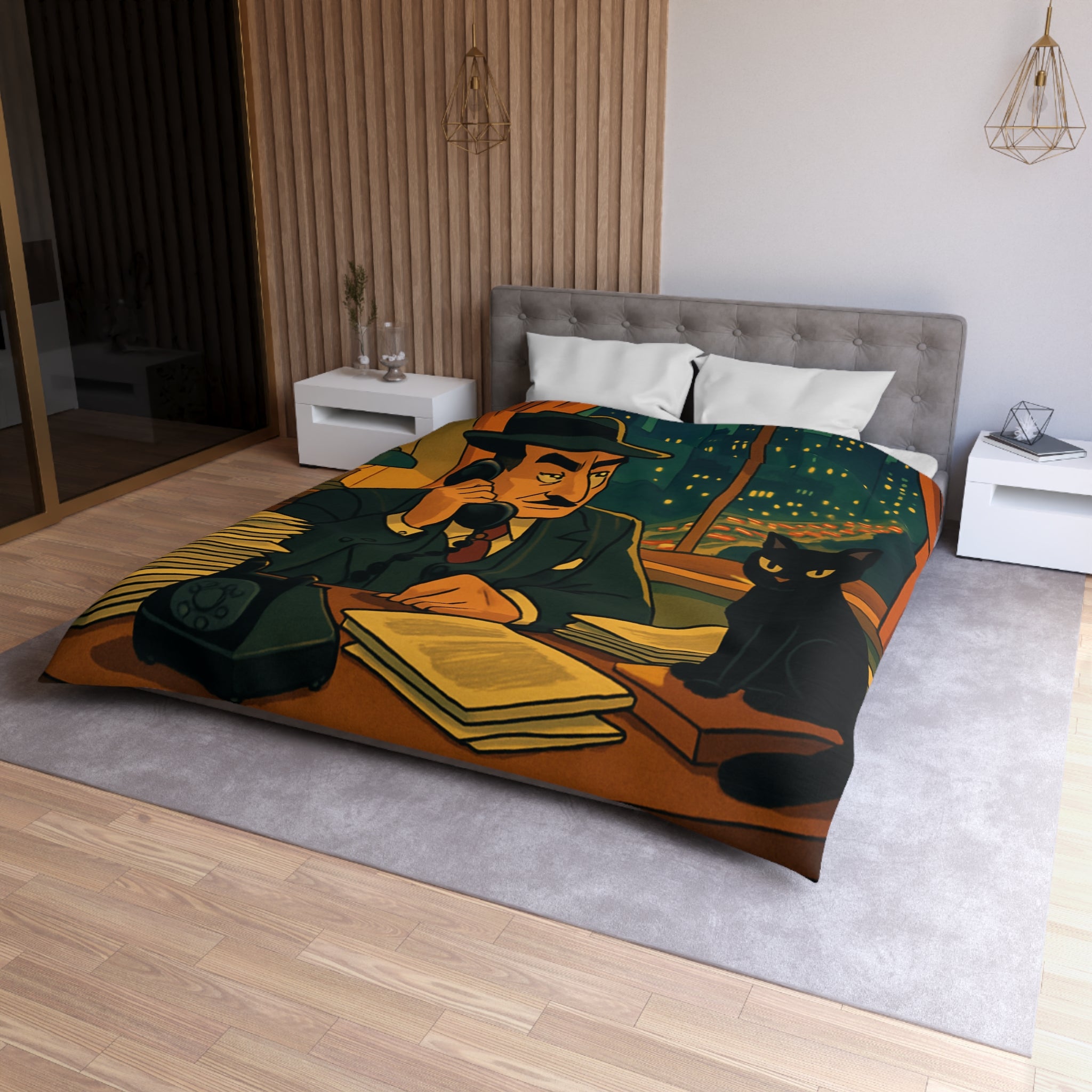 Housse de Couette Microfibre Motif Créatif Original Style Contemporain Chambre Élégante