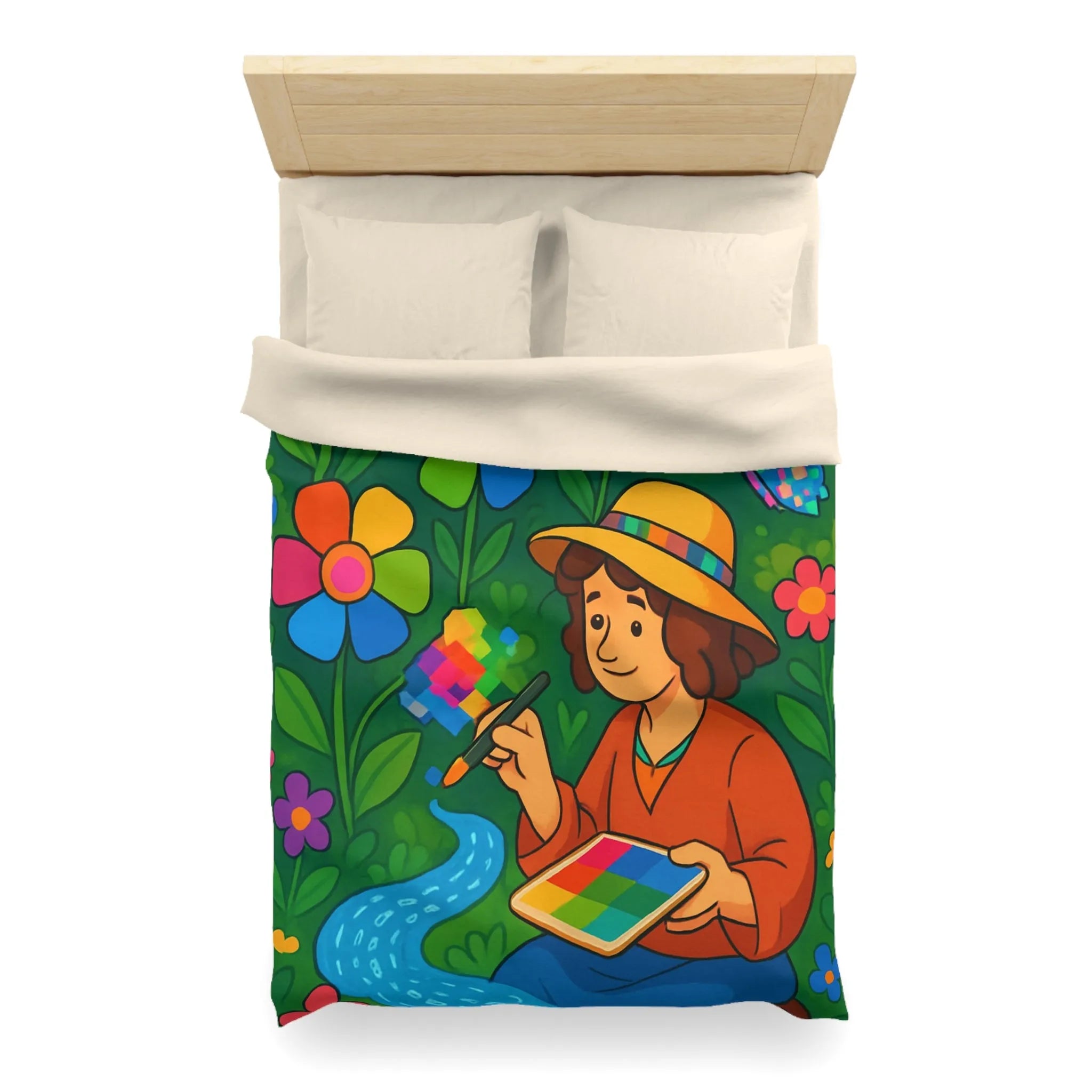 Housse de Couette Microfibre Art Graphique Contemporain Style Décoratif Chambre Tendance