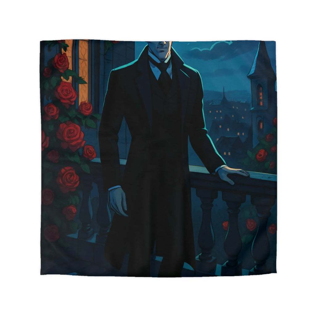 Élégante housse de couette gothique avec lune et roses rouges pour une chambre mystérieuse