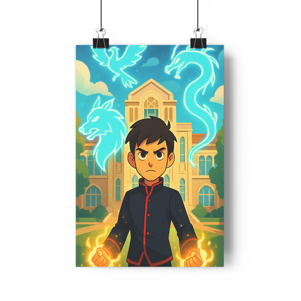 Poster décoratif mystique art moderne bleu rouge noir chambre enfant ambiance aventure qualité premium