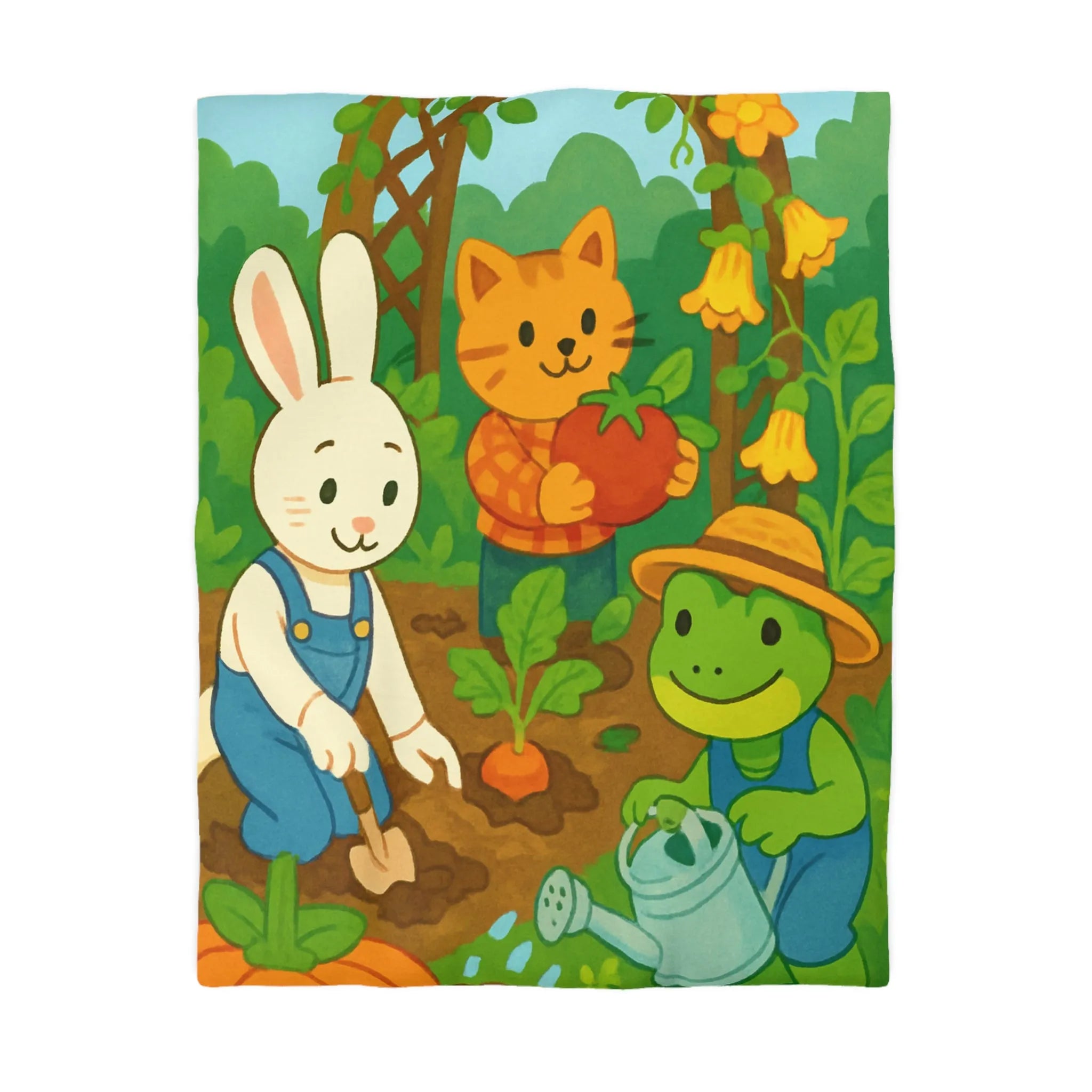 Housse de couette enfant avec animaux adorables jardiniers pour chambre thématique colorée