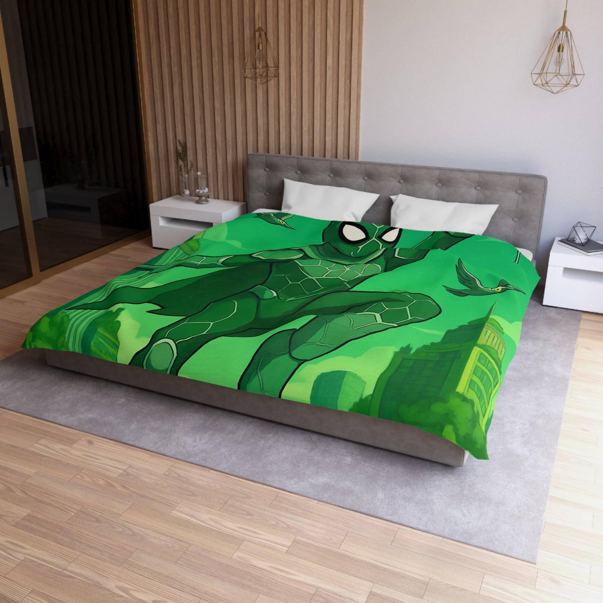 Housse de Couette Microfibre Motif Créatif Original Style Contemporain Chambre Élégante