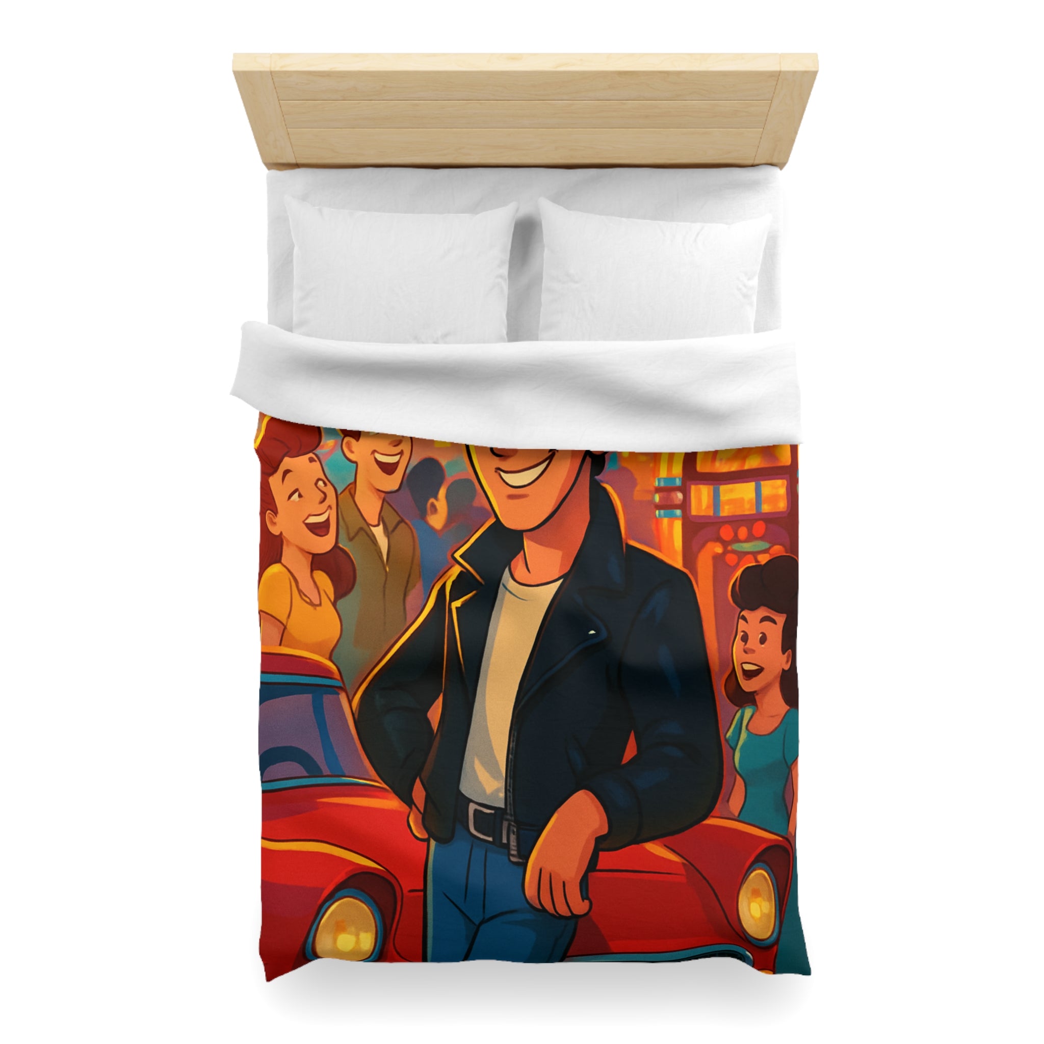 Housse de couette style rétro avec ambiance parc d'attractions colorée et joyeuse