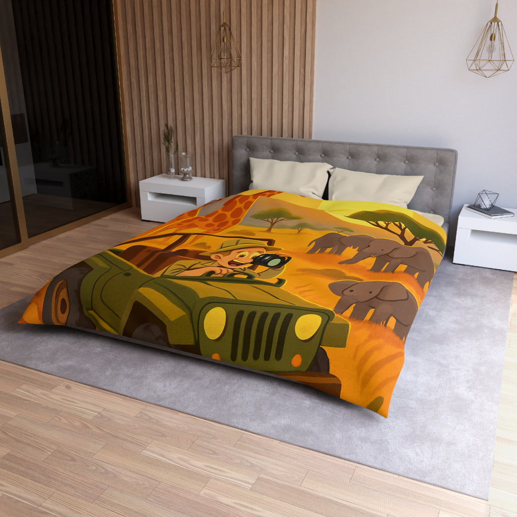 Housse de Couette Safari avec Animaux et Paysage Africain pour Chambre Enfant Aventure
