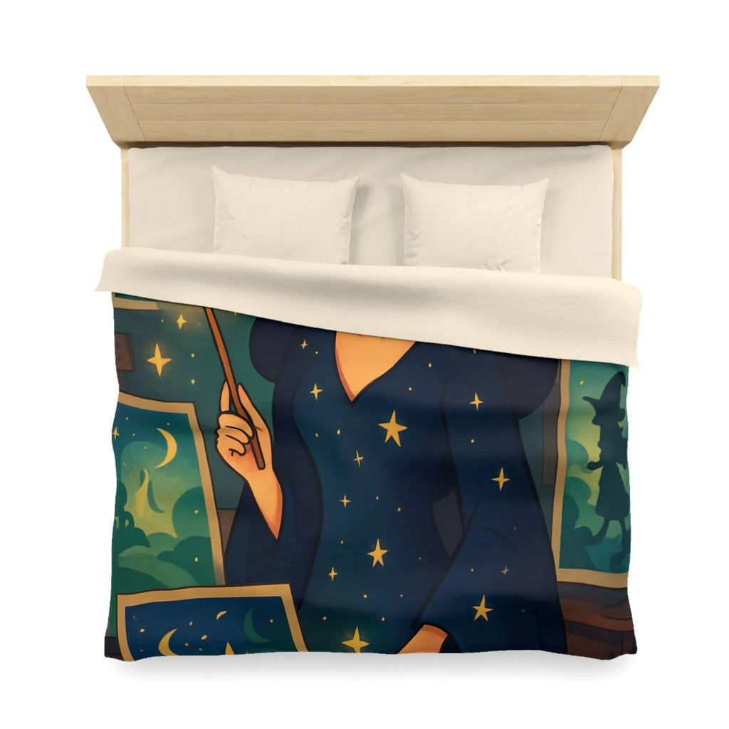 Housse de couette magique avec motif étoilé et créatures fantastiques pour chambre féérique