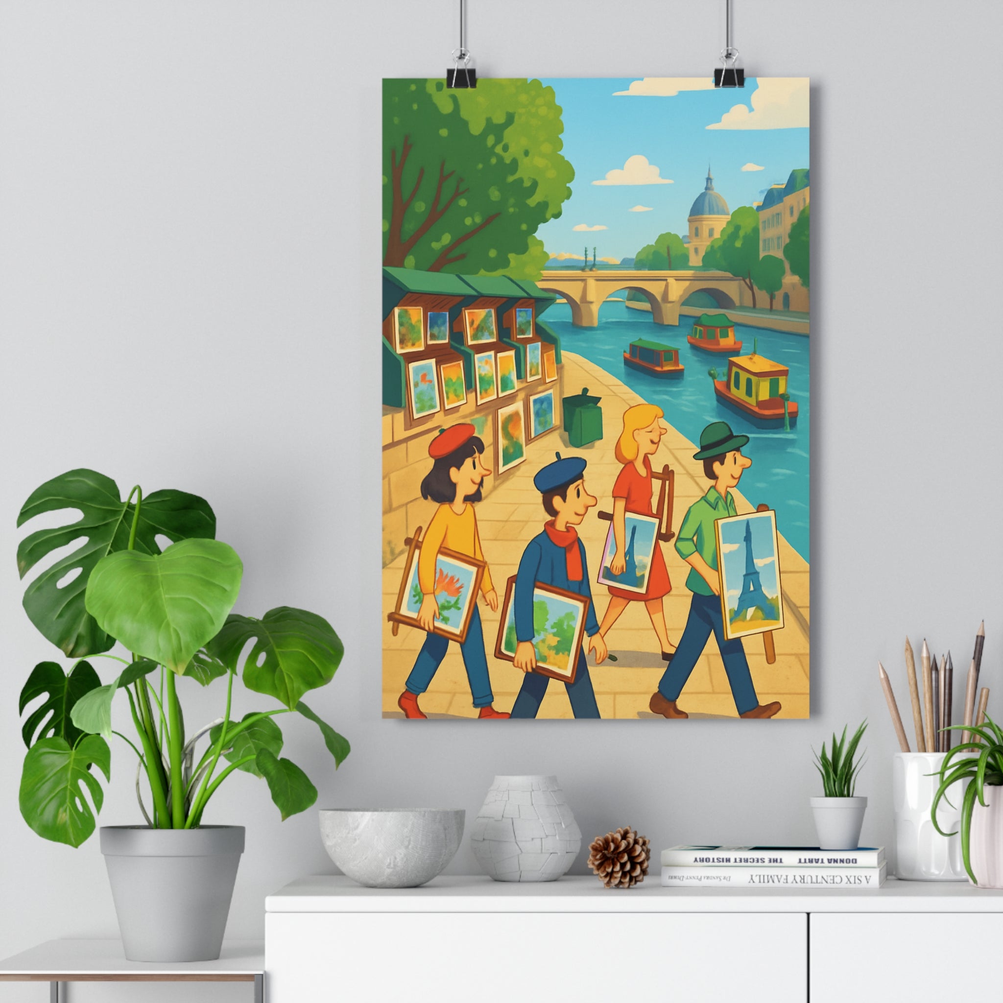 Poster décoratif cartoon impressionniste paris couleurs vives joyeuses salon chambre bureau vibrant artistique élégant