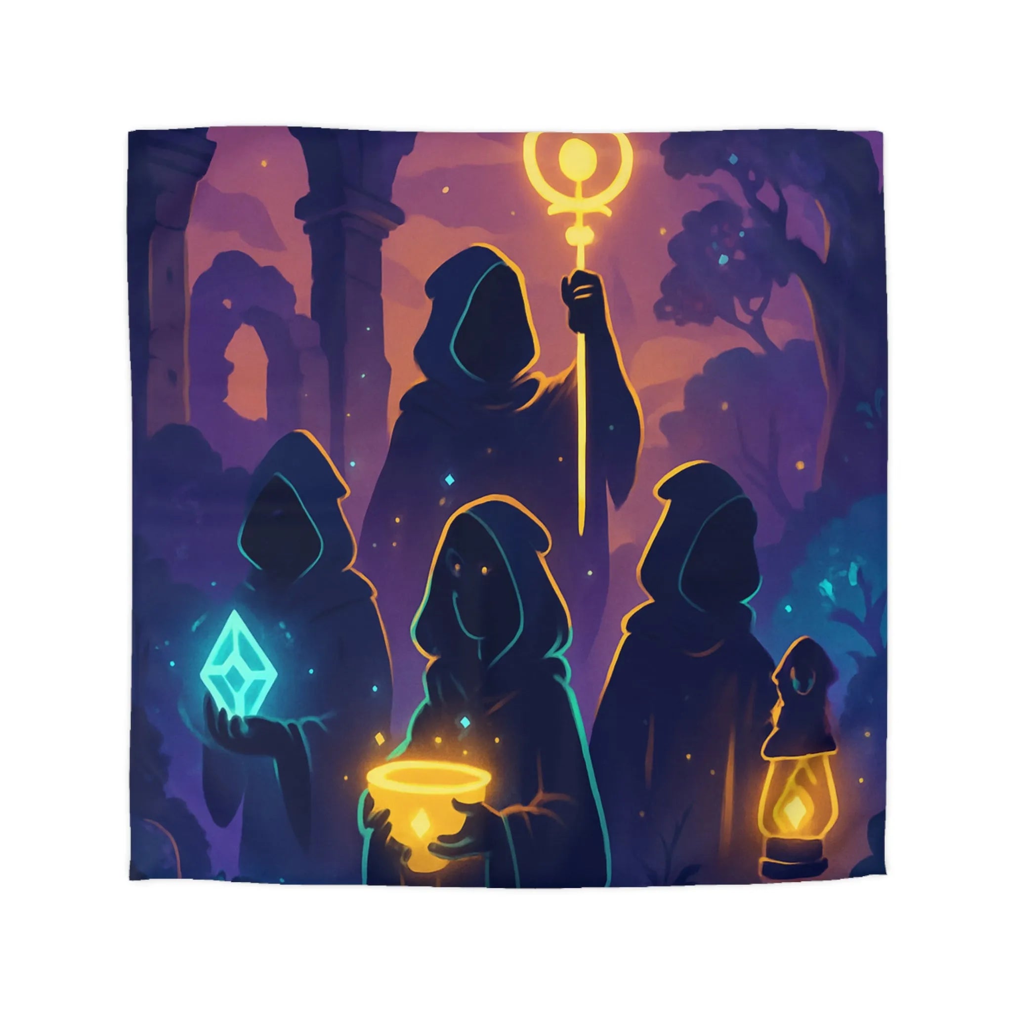 Envoûtante Housse de Couette Mystique avec Teintes Magiques et Figures Ensorcelantes