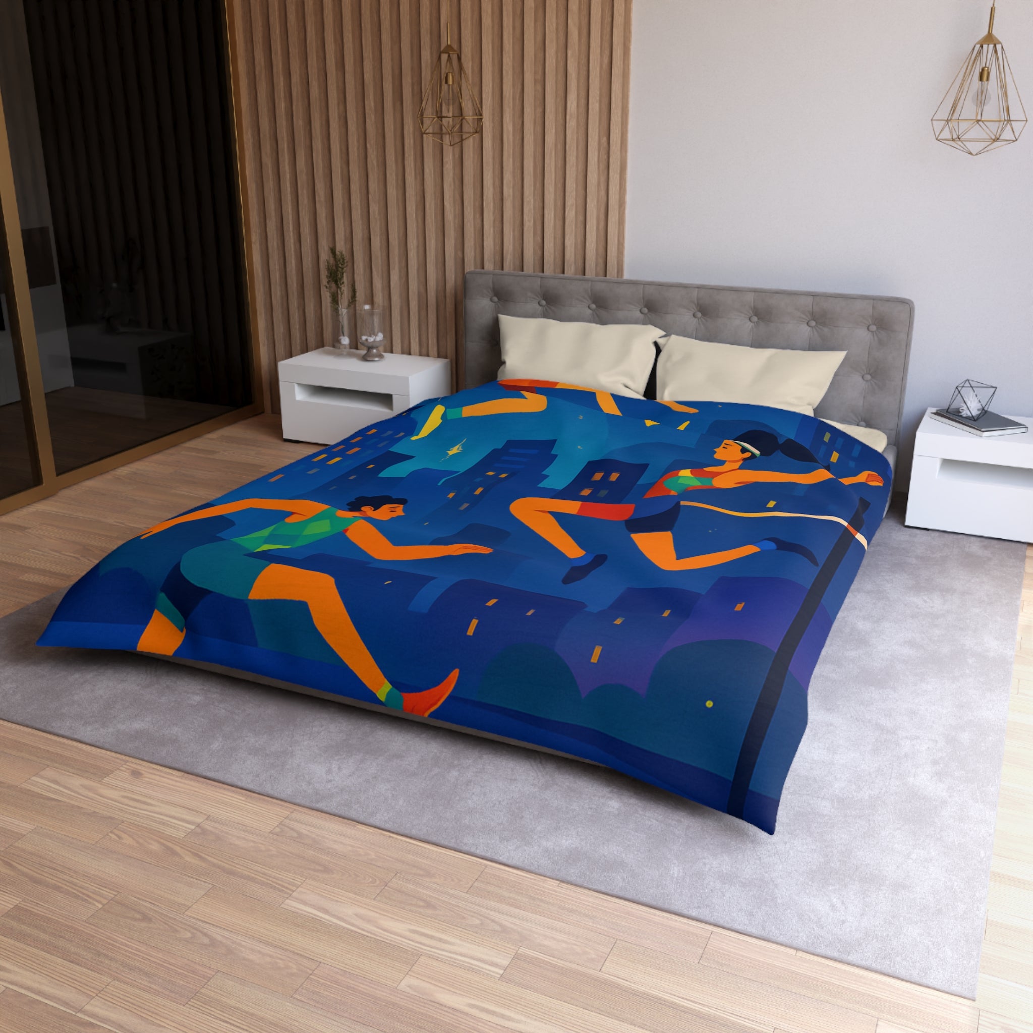 Housse de Couette Sportive avec Sauts et Course en Ville en Couleurs Vives