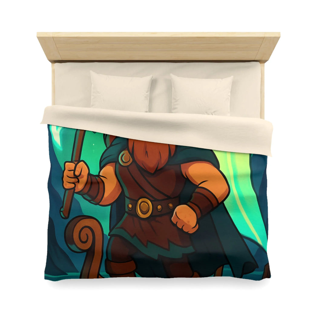 Housse de couette épique viking avec aurore boréale et bateau en pleine mer