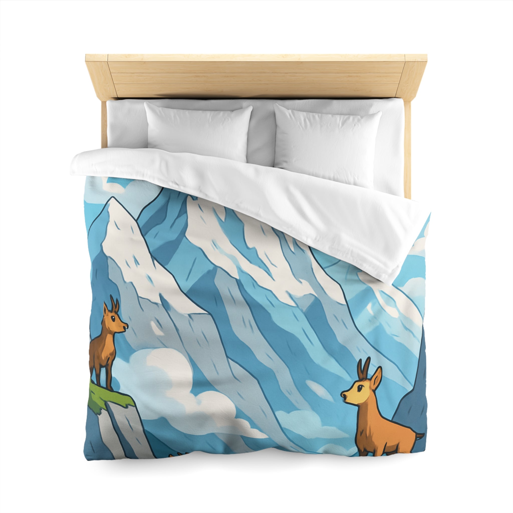 Housse de couette montagne avec aigles majestueux et bouquetins en pleine nature