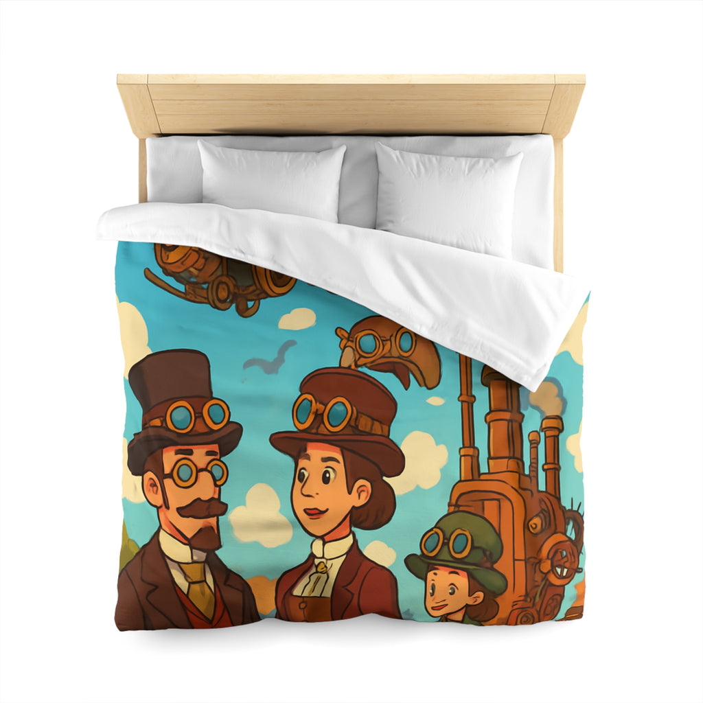 Housse de couette style rétro avec motifs steampunk et engins volants artistiques