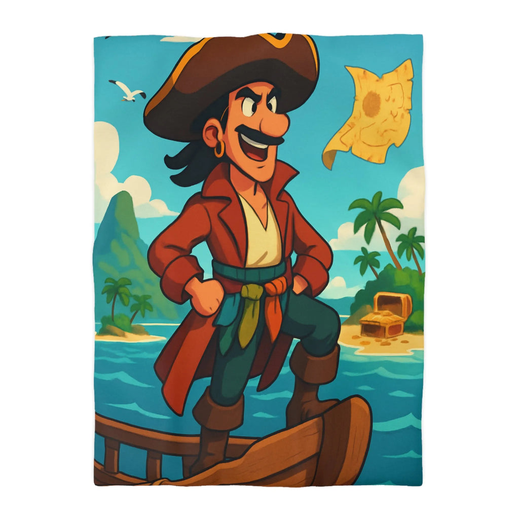 Housse de couette enfant pirate aventure tropicale avec carte au trésor joyeuse