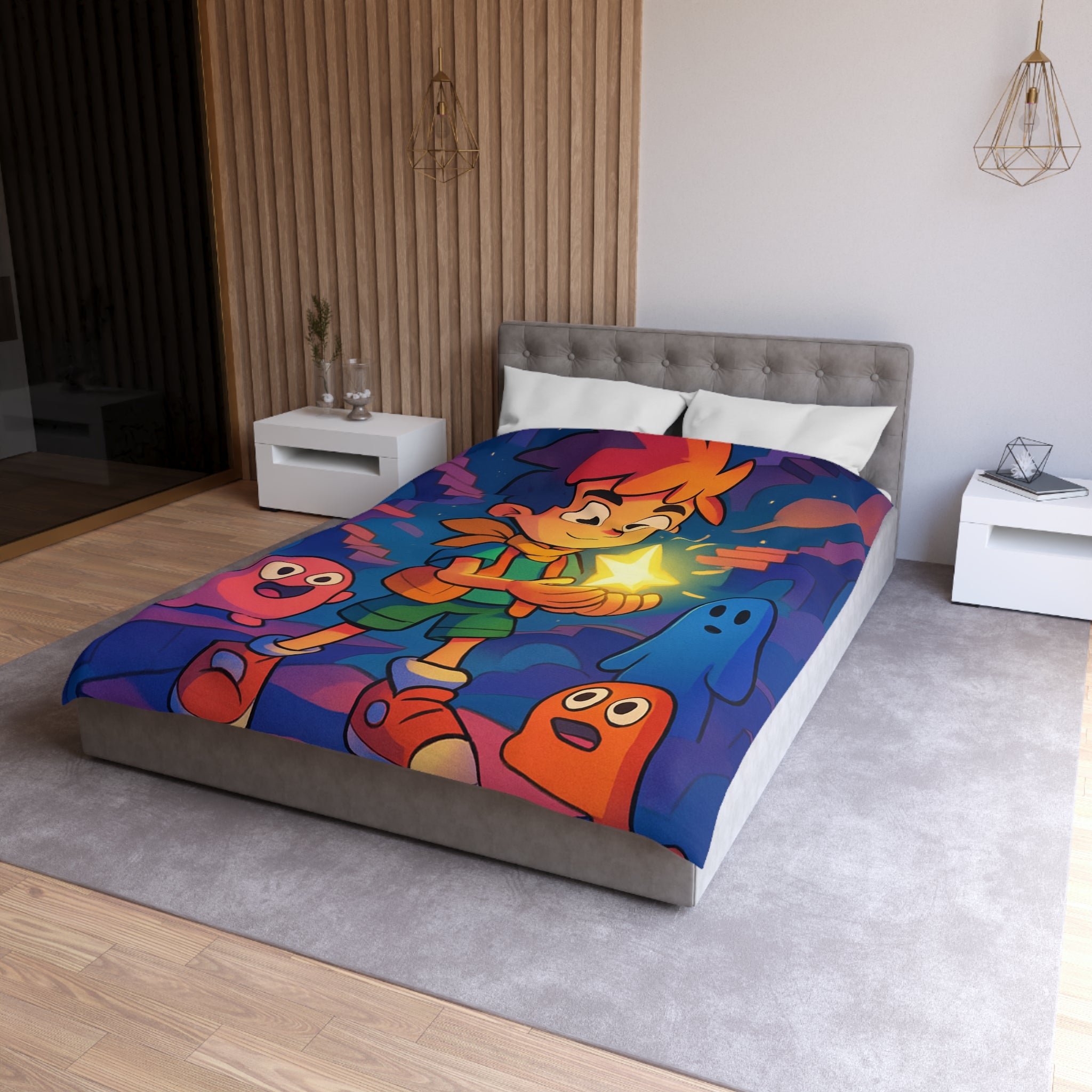 Housse de Couette Microfibre Motif Créatif Original Style Contemporain Chambre Élégante