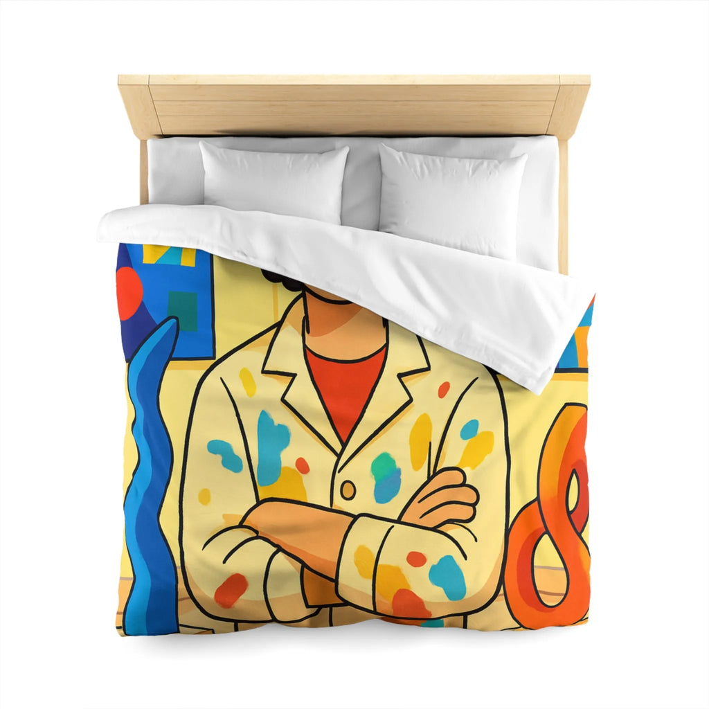 Housse de couette aux motifs abstraits de formes géométriques et couleurs vives joyeuses