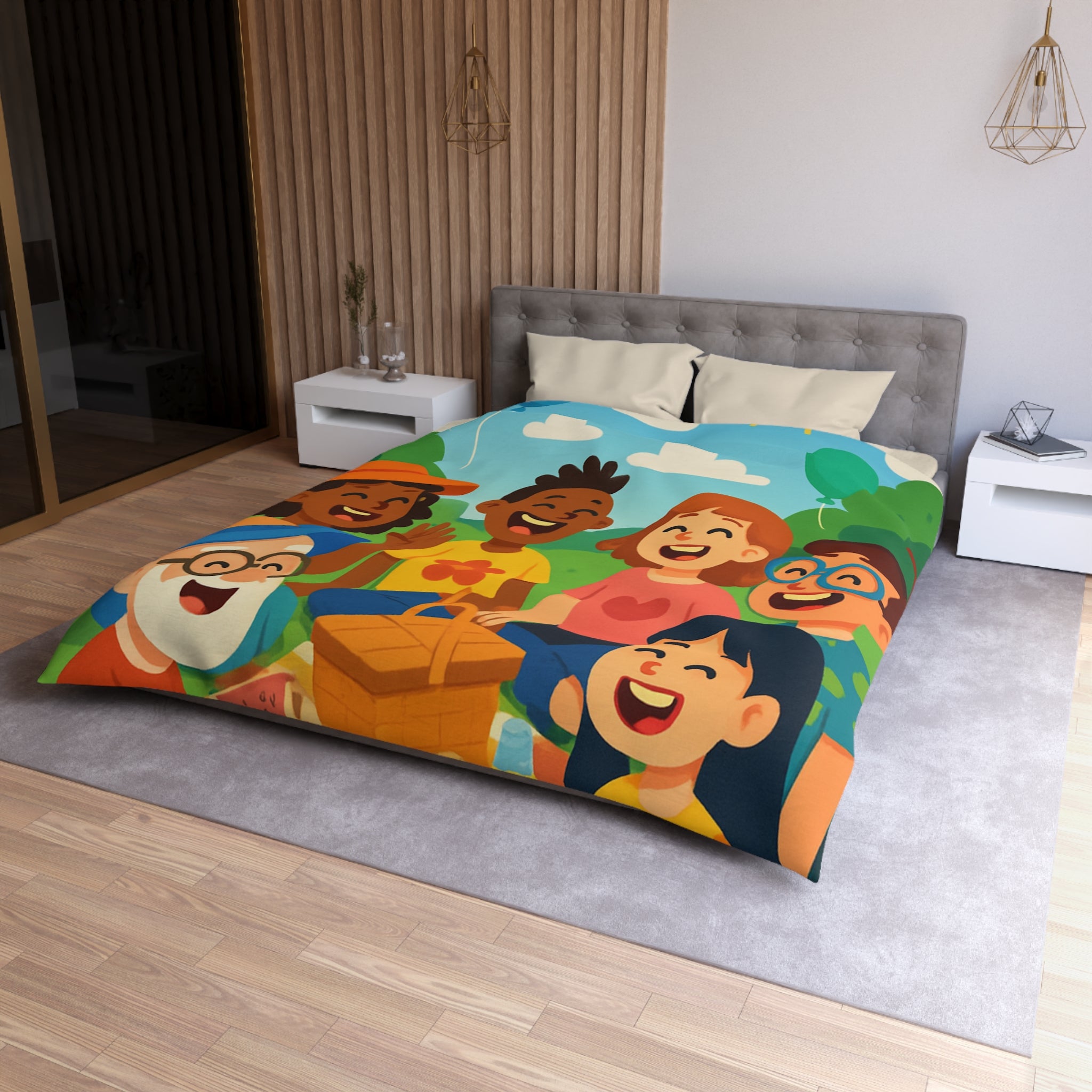 Housse de Couette Microfibre Illustration Unique Design Moderne Décoration Intérieure Raffinée