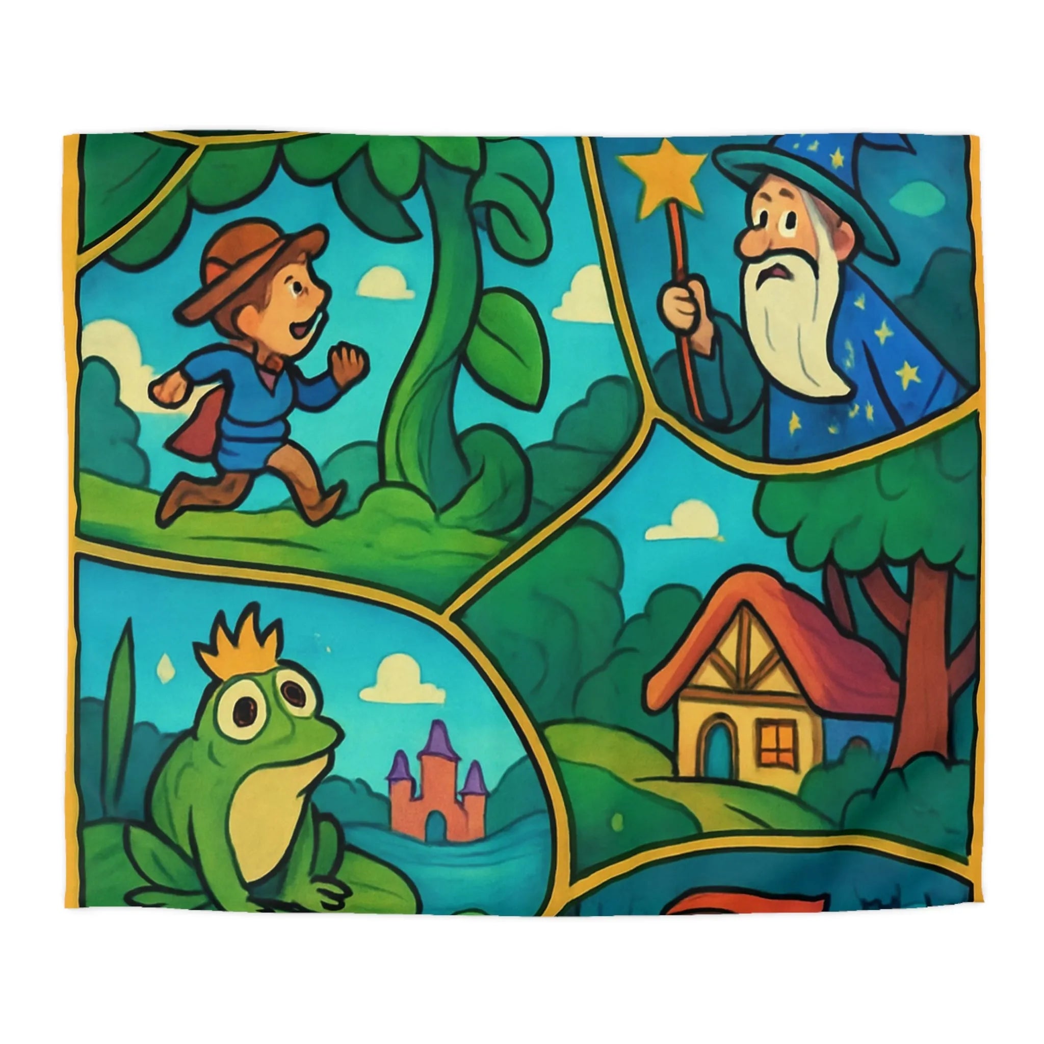 Housse de couette féerique avec illustrations magiques de contes de fées pour enfants rêveurs