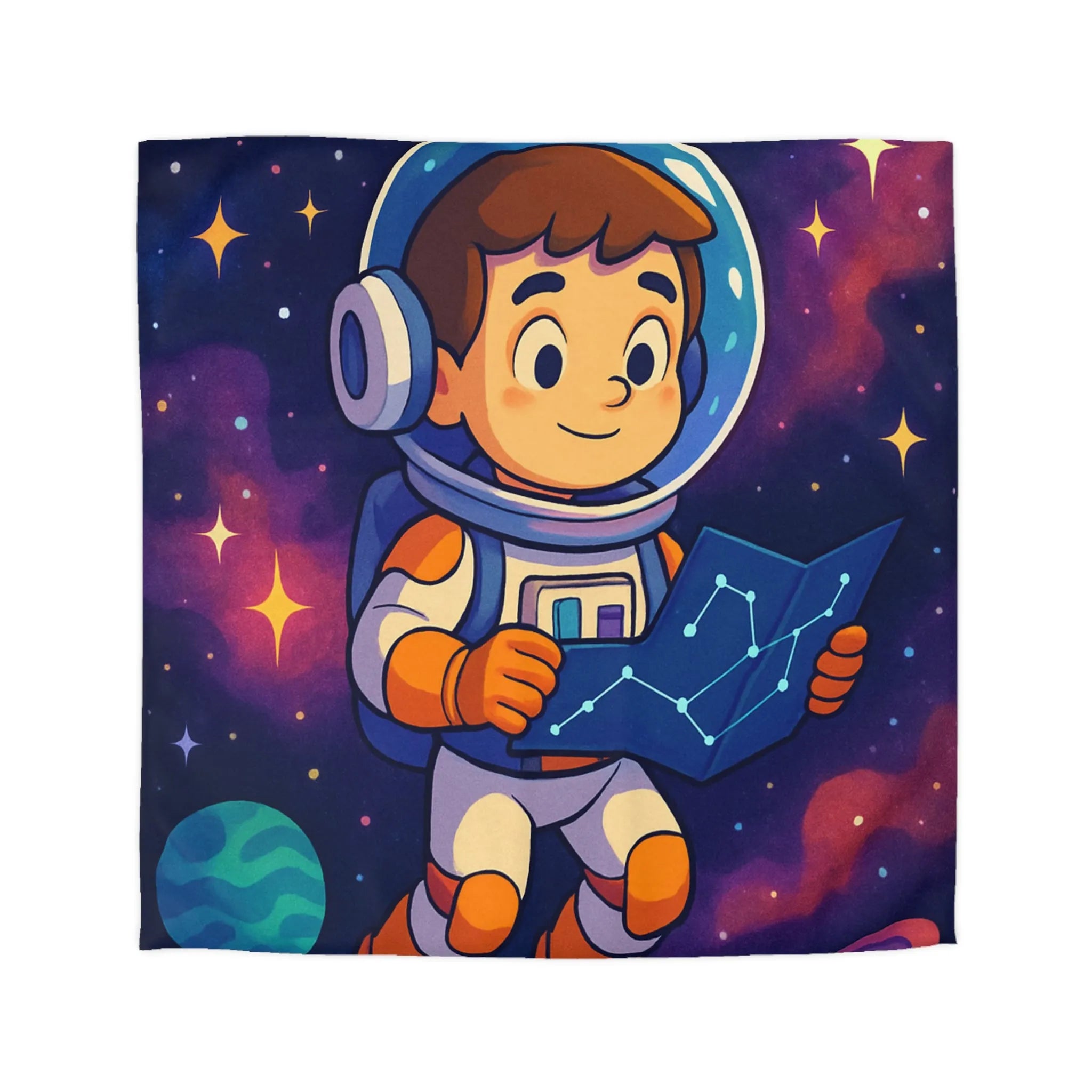 Explorez l'Espace avec un Jeune Astronaute et Planètes Colorées sur Votre Linge