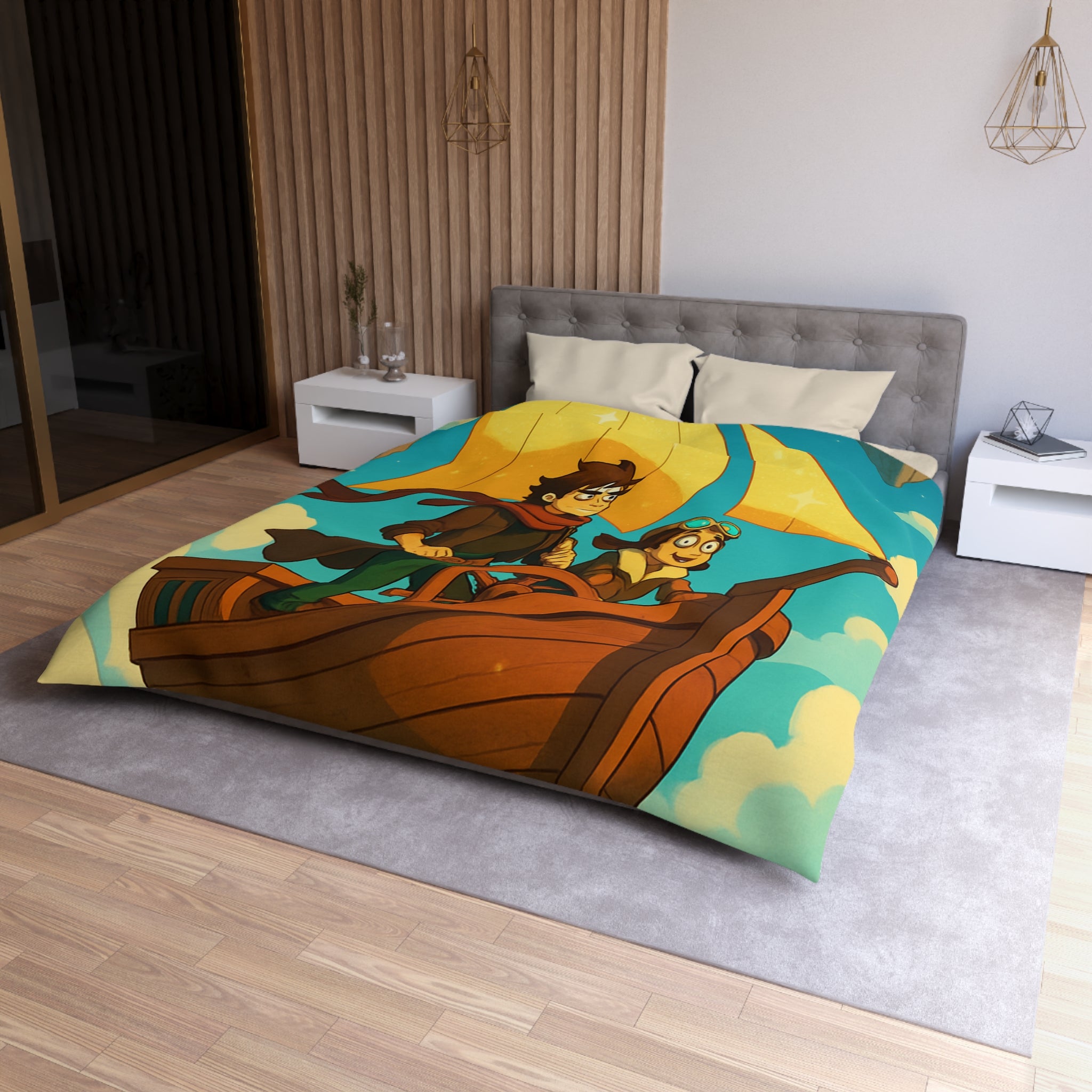 Housse de Couette Microfibre Motif Créatif Original Style Contemporain Chambre Élégante