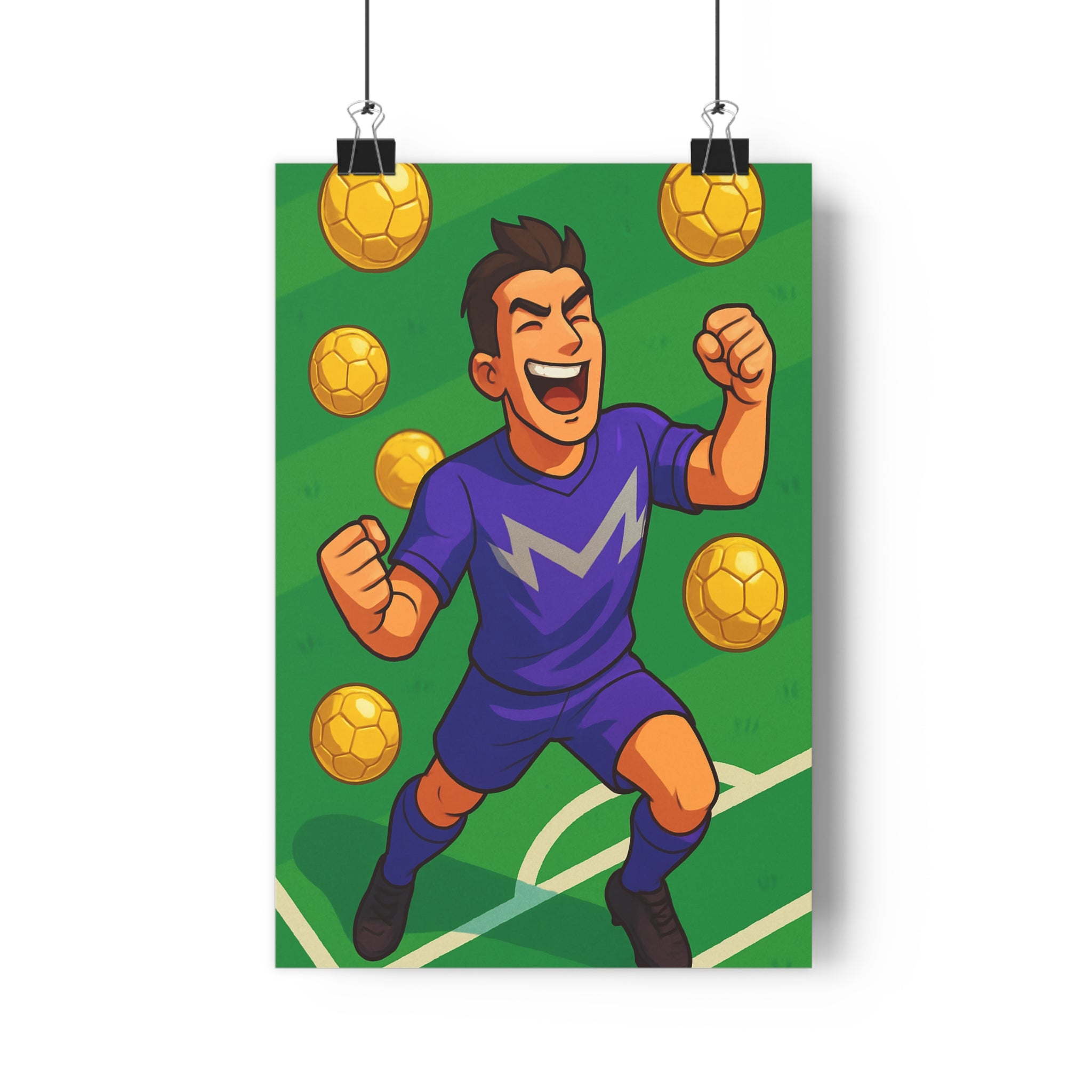 Poster décoratif football violet doré dynamique abstrait célébration joyeux chambre salon enfant original tendance