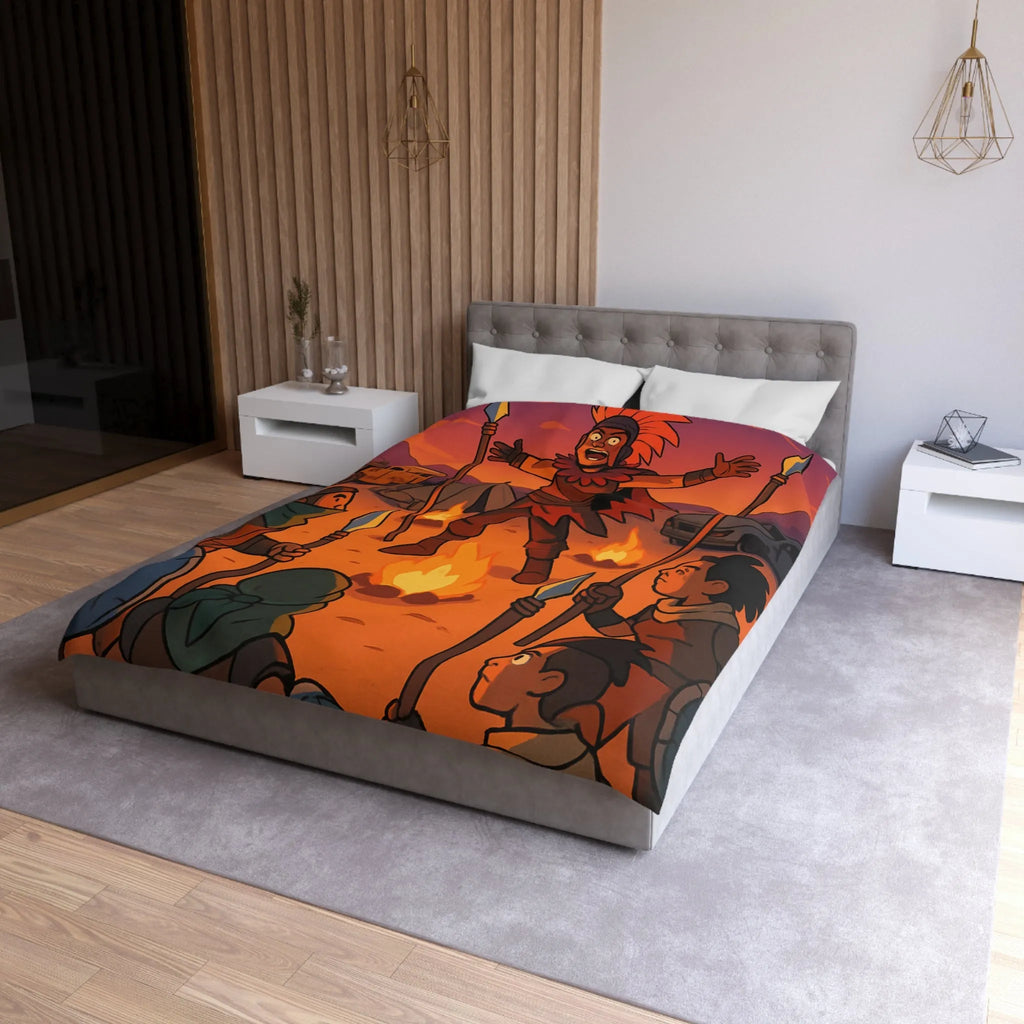 Housse de couette avec scène mystique de rassemblement nocturne pour aventure épique