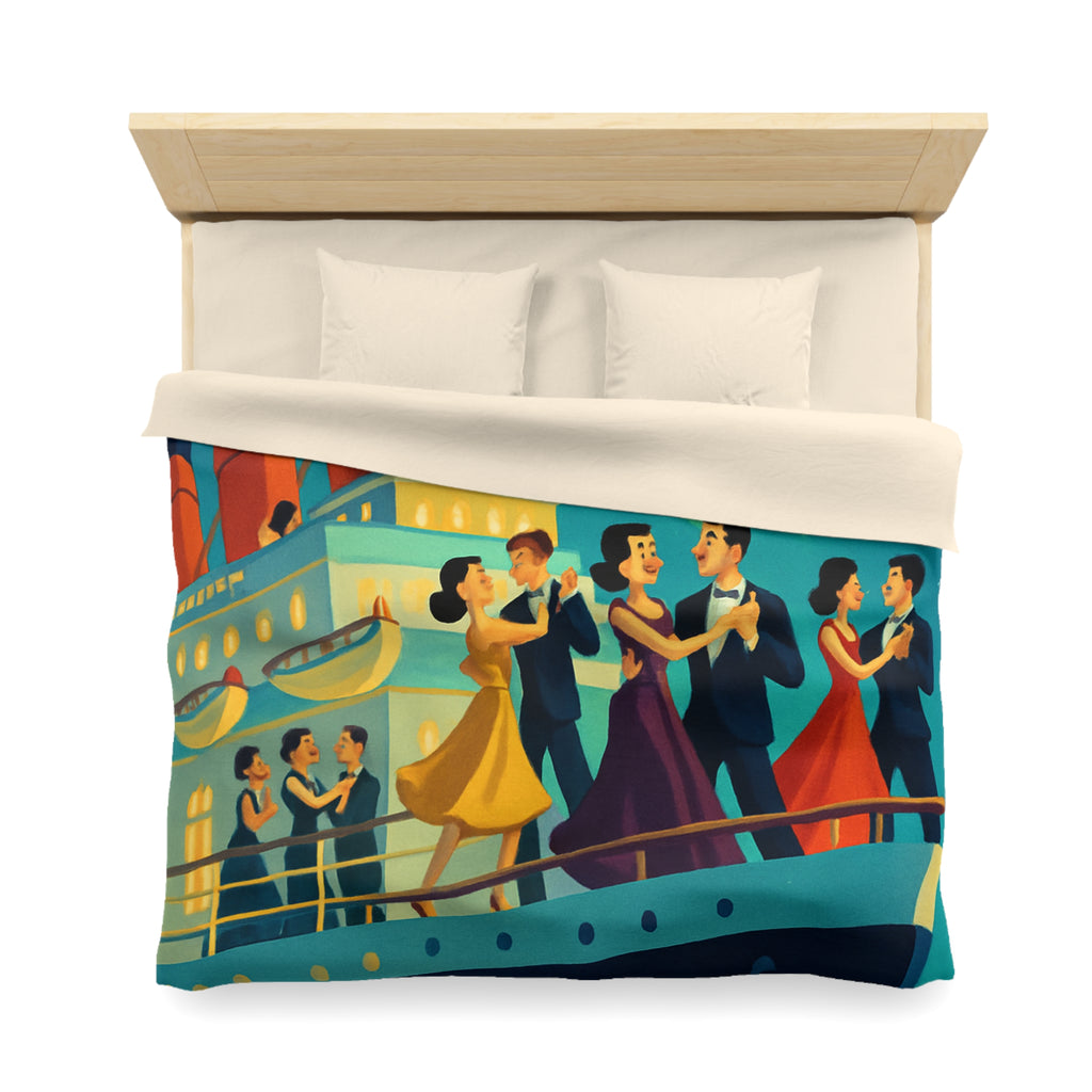 Housse de couette rétro dance nocturne aurores boréales croisière bateau élégant