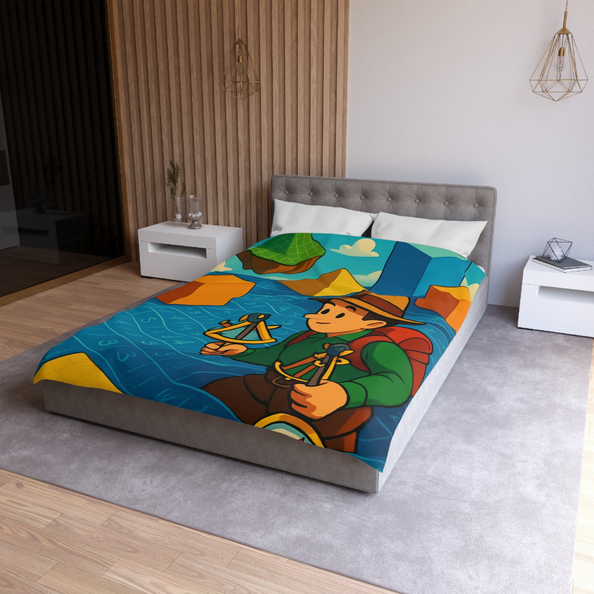 Housse de Couette Microfibre Motif Créatif Original Style Contemporain Chambre Élégante