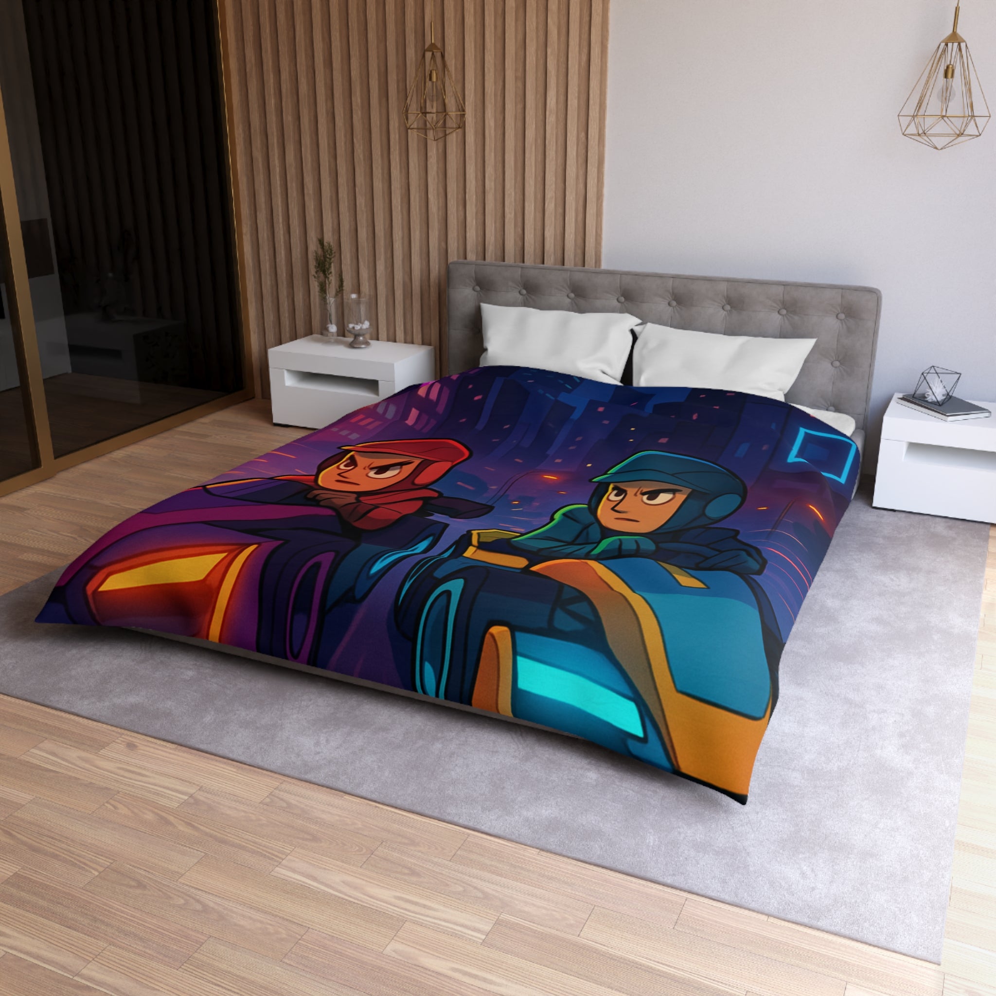 Housse de Couette Microfibre Motif Créatif Original Style Contemporain Chambre Élégante