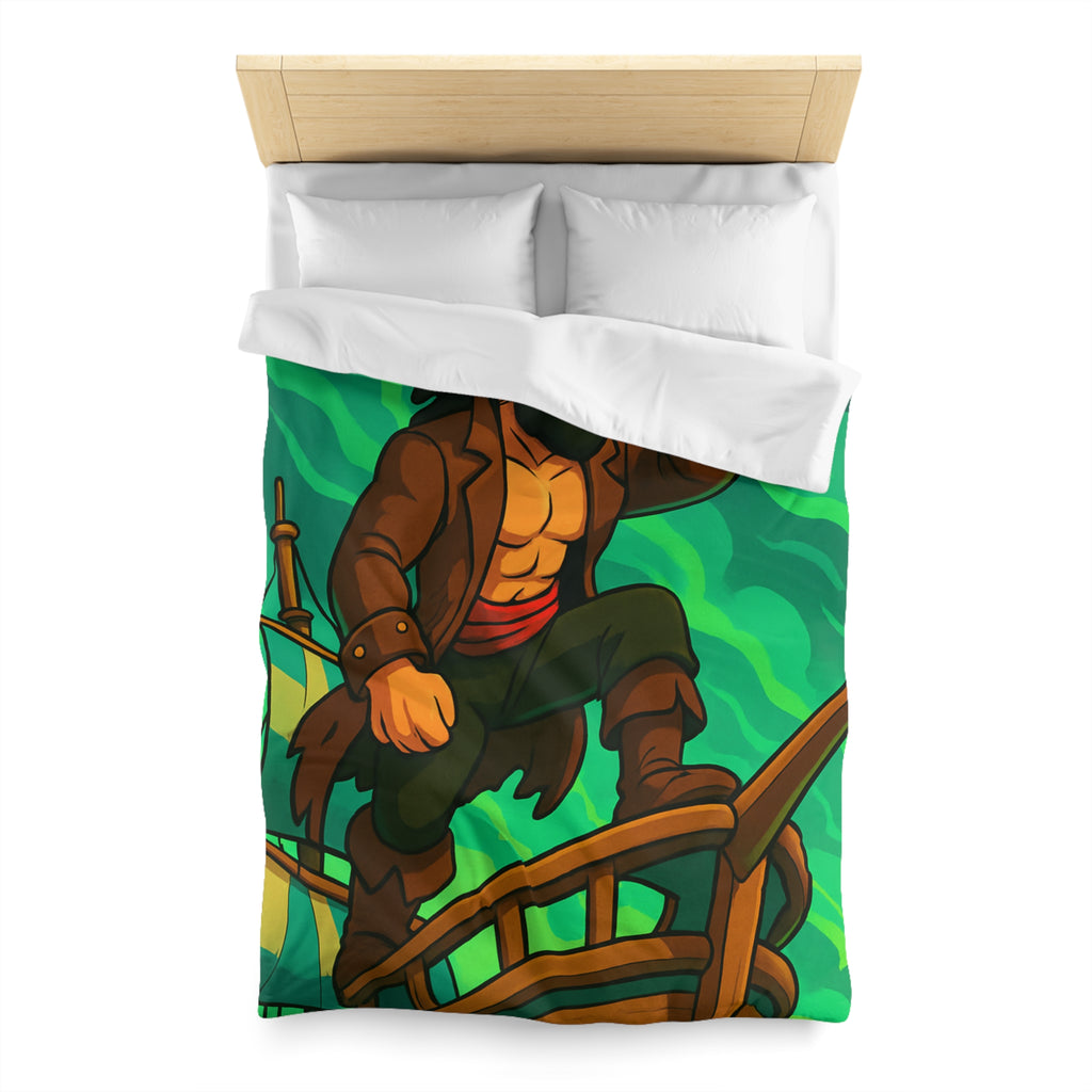 Housse de couette pirate en quête d'aventure sur un navire, ambiance animée et colorée