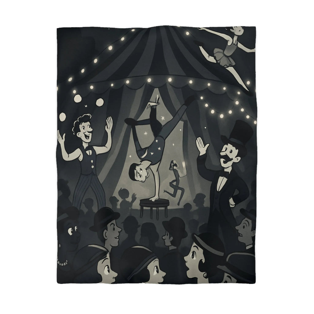 Cirque Rétro Magique: Artistes and Acrobates Vintages sous Chapiteau Illustre Nuit Étoilée