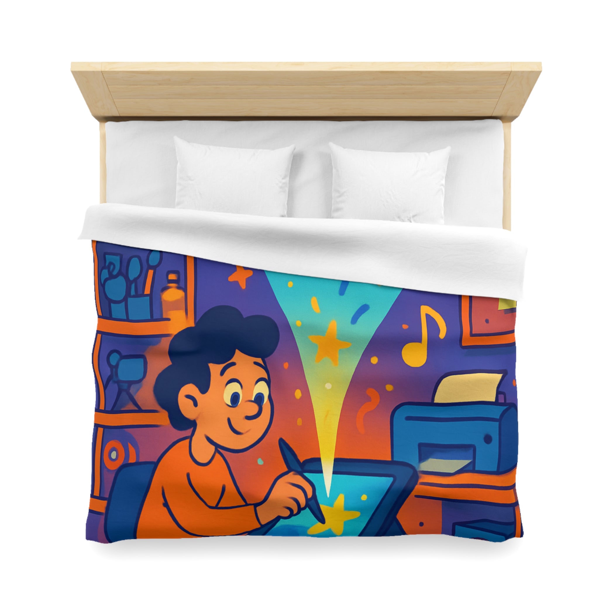 Housse de couette vibrante pour passionnés d'art numérique et créativité éclatante