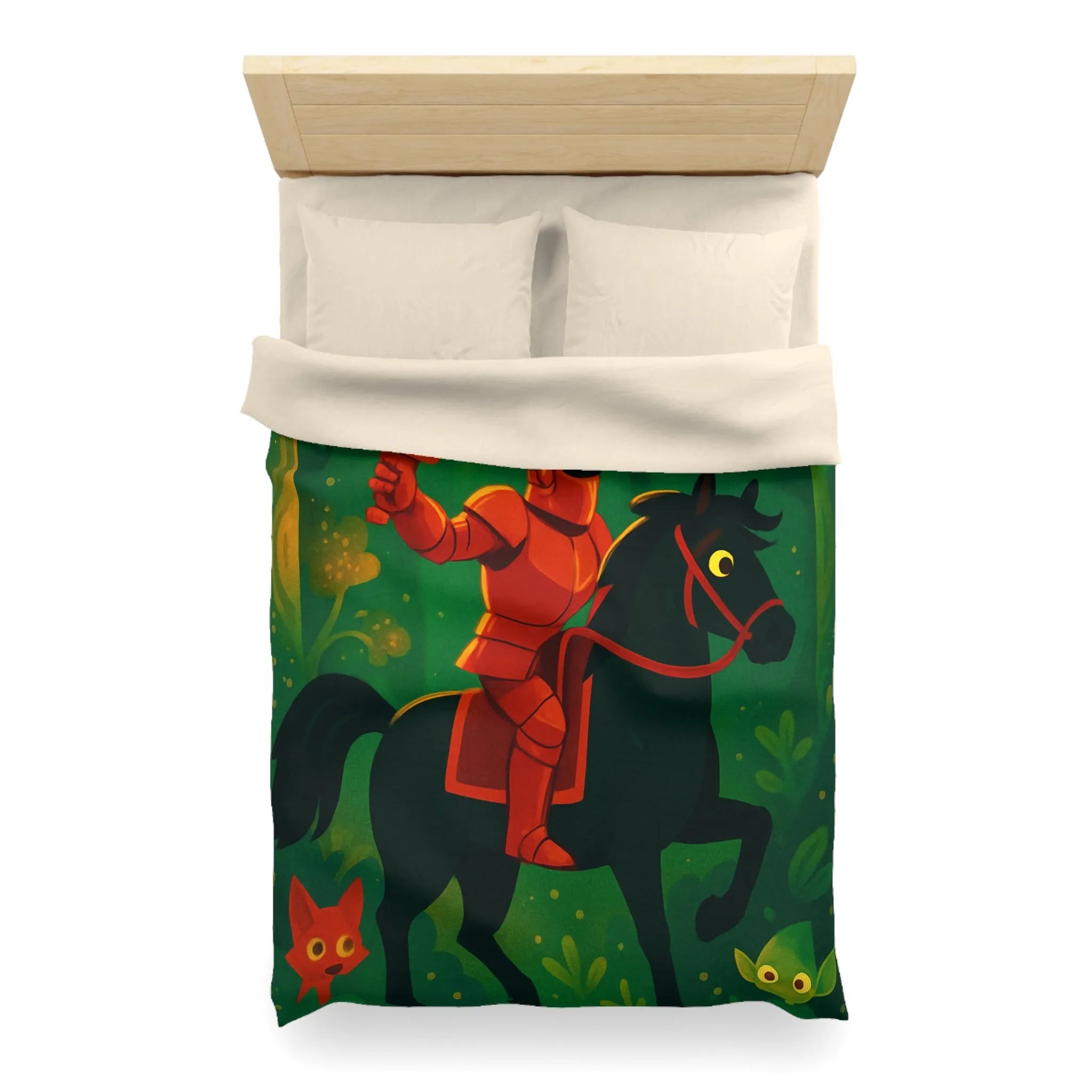 Chevalier en Armure Rouge avec Épée Enflammée dans Forêt Enchantée avec Hibou Mystique
