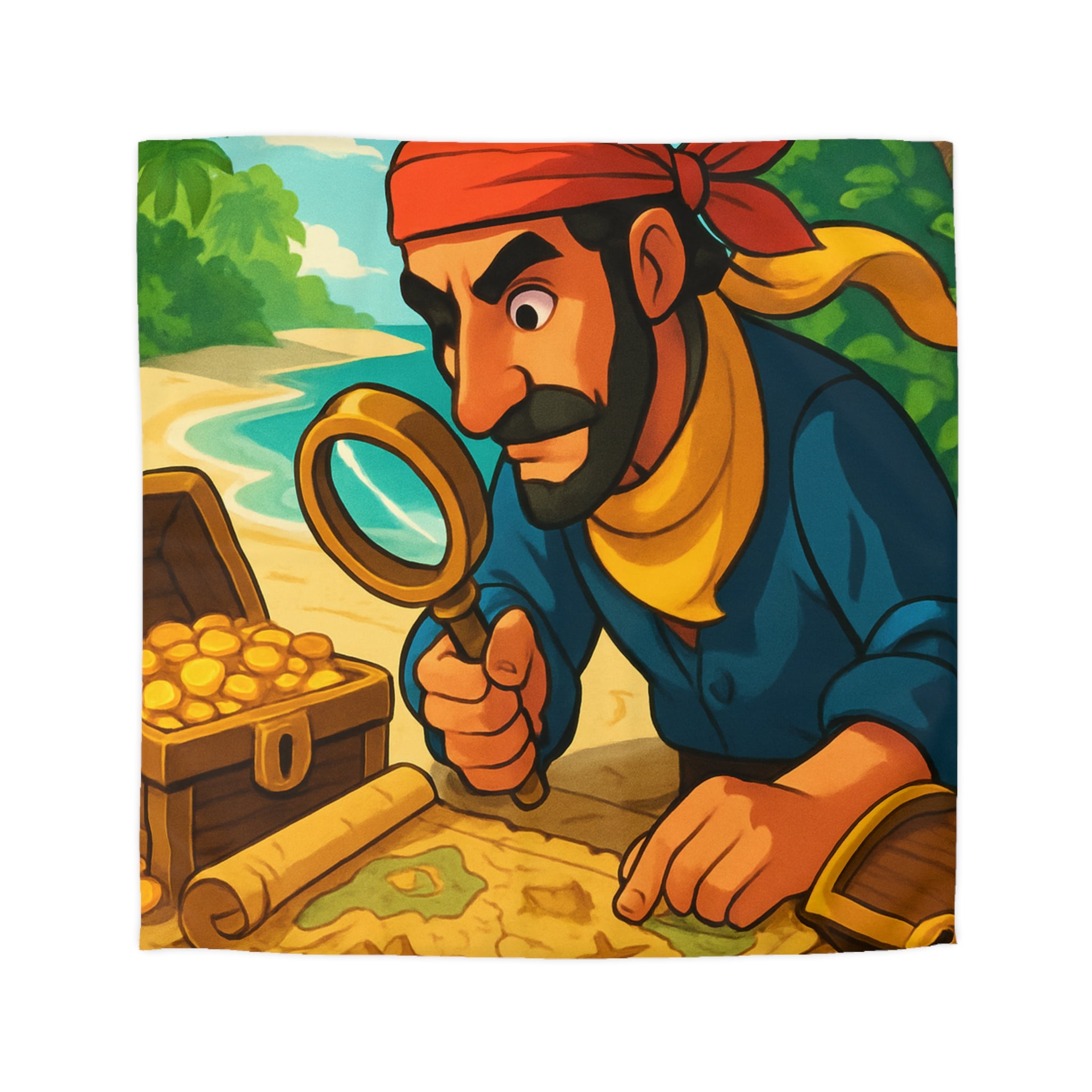 Housse de couette pirate au trésor tropical pour chambre d'enfant aventureuse