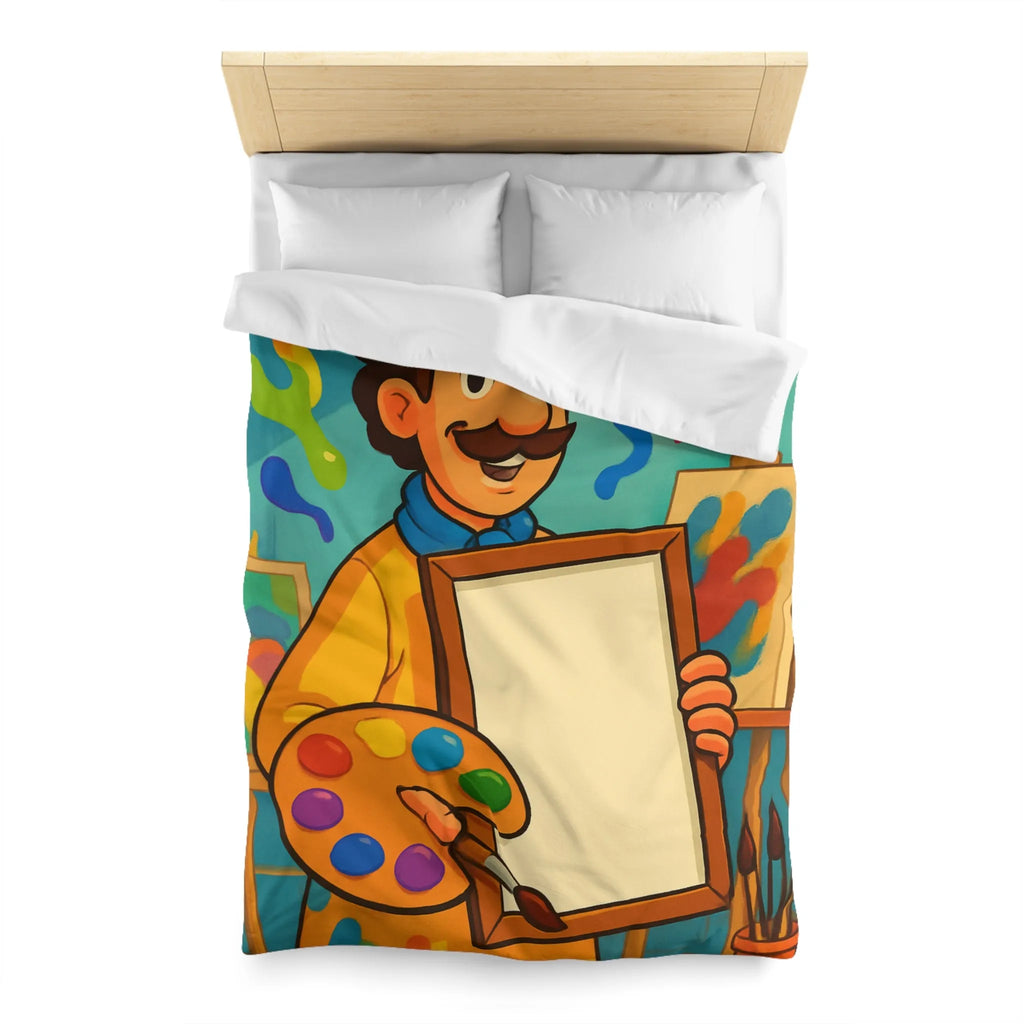 Housse de couette colorée artiste, palette vibrante, design créatif pour chambre inspirante